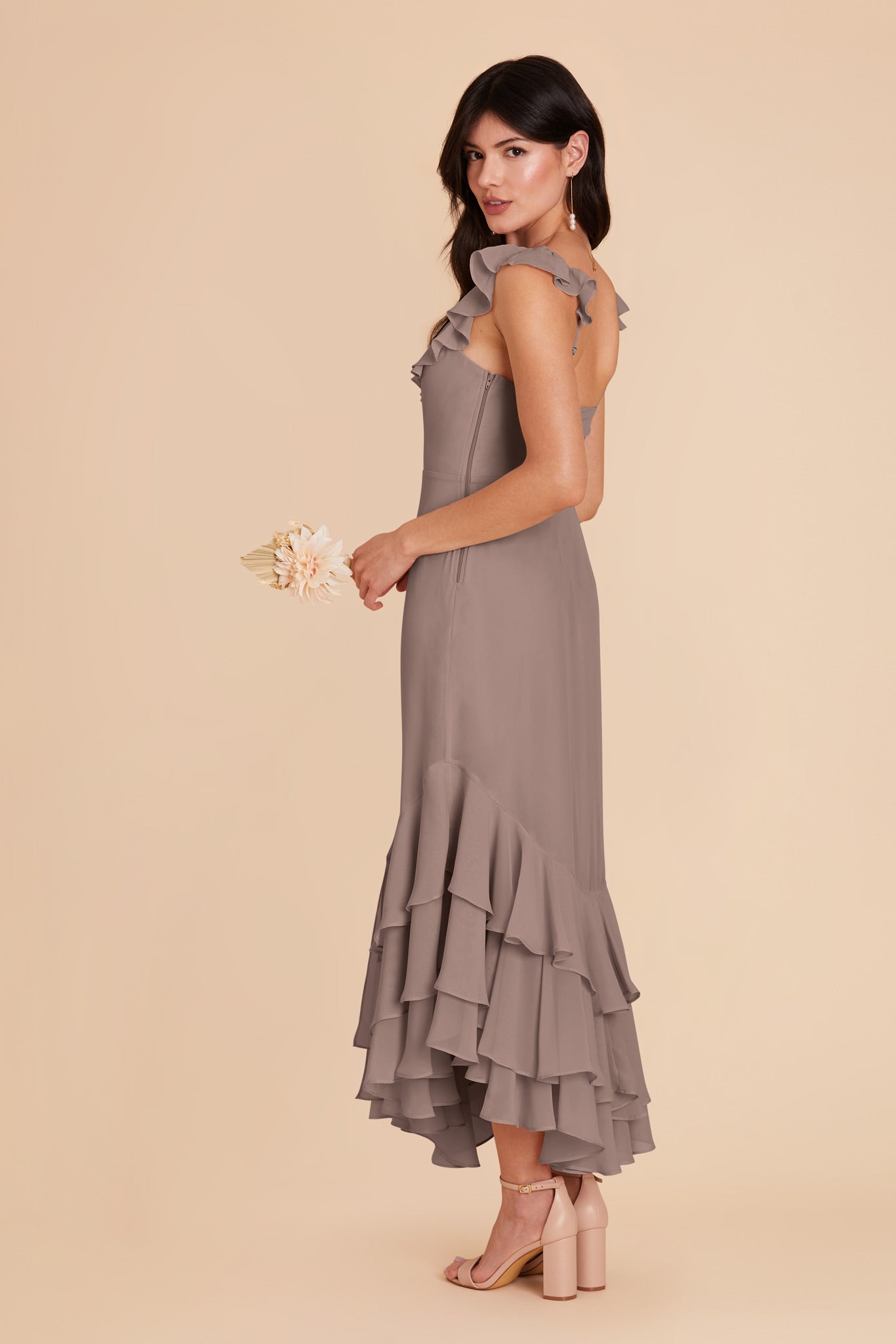 Chiffon Dress with Ruffle Trim & Layered Hem | Ginny Toffee