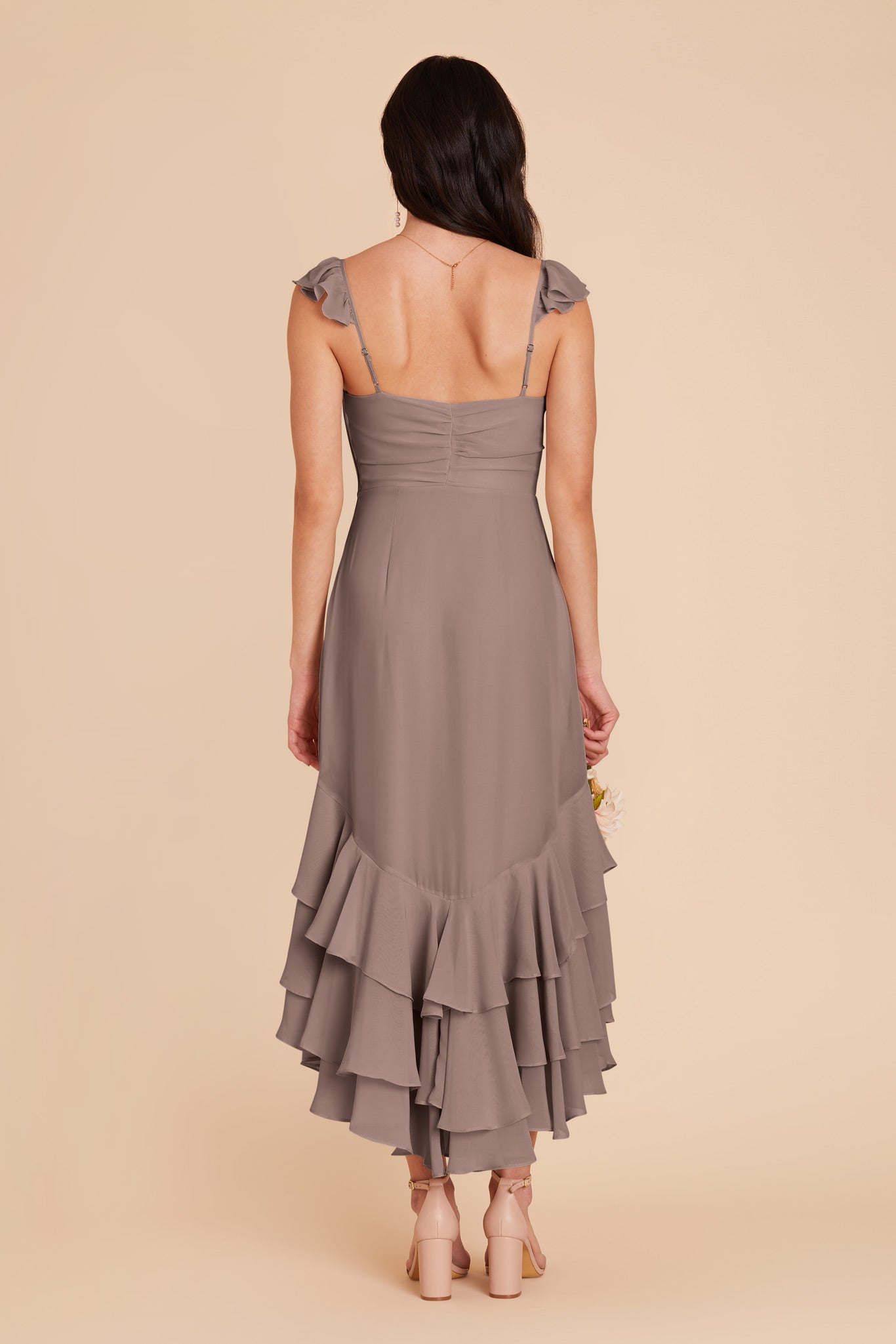 Chiffon Dress with Ruffle Trim & Layered Hem | Ginny Toffee