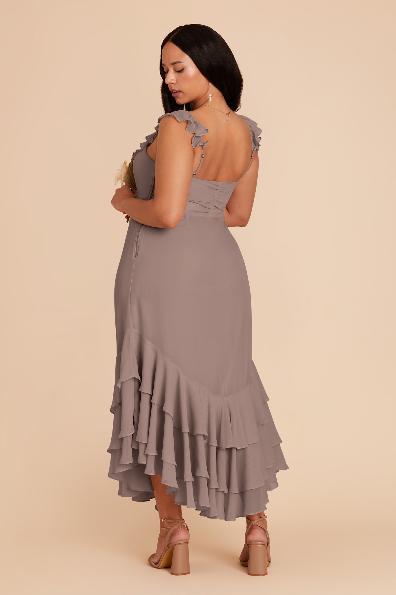 Chiffon Dress with Ruffle Trim & Layered Hem | Ginny Toffee