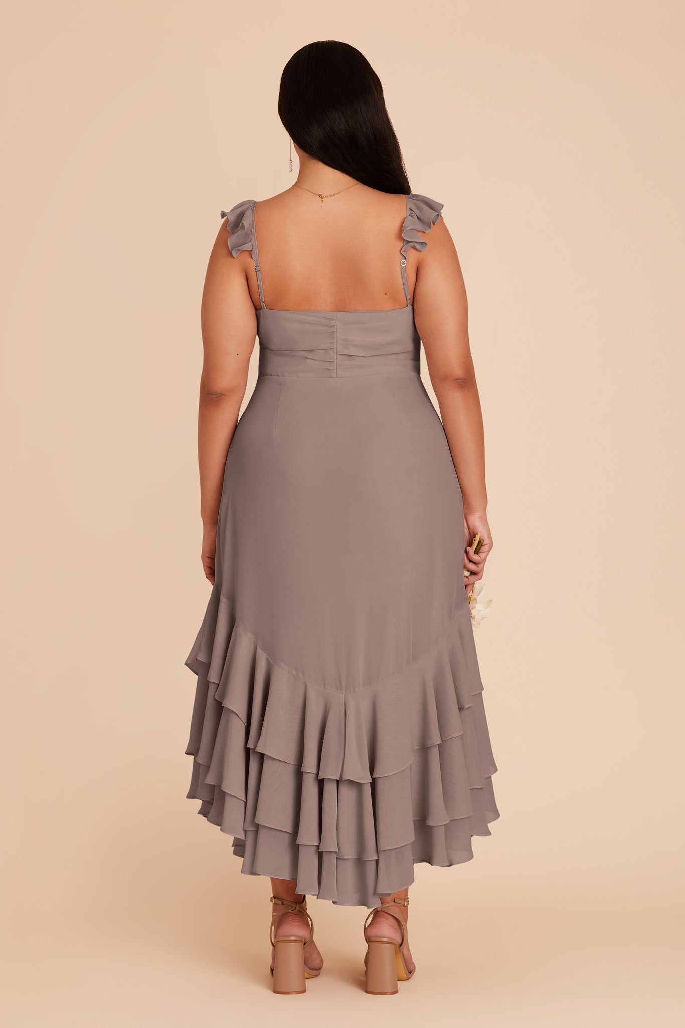 Chiffon Dress with Ruffle Trim & Layered Hem | Ginny Toffee