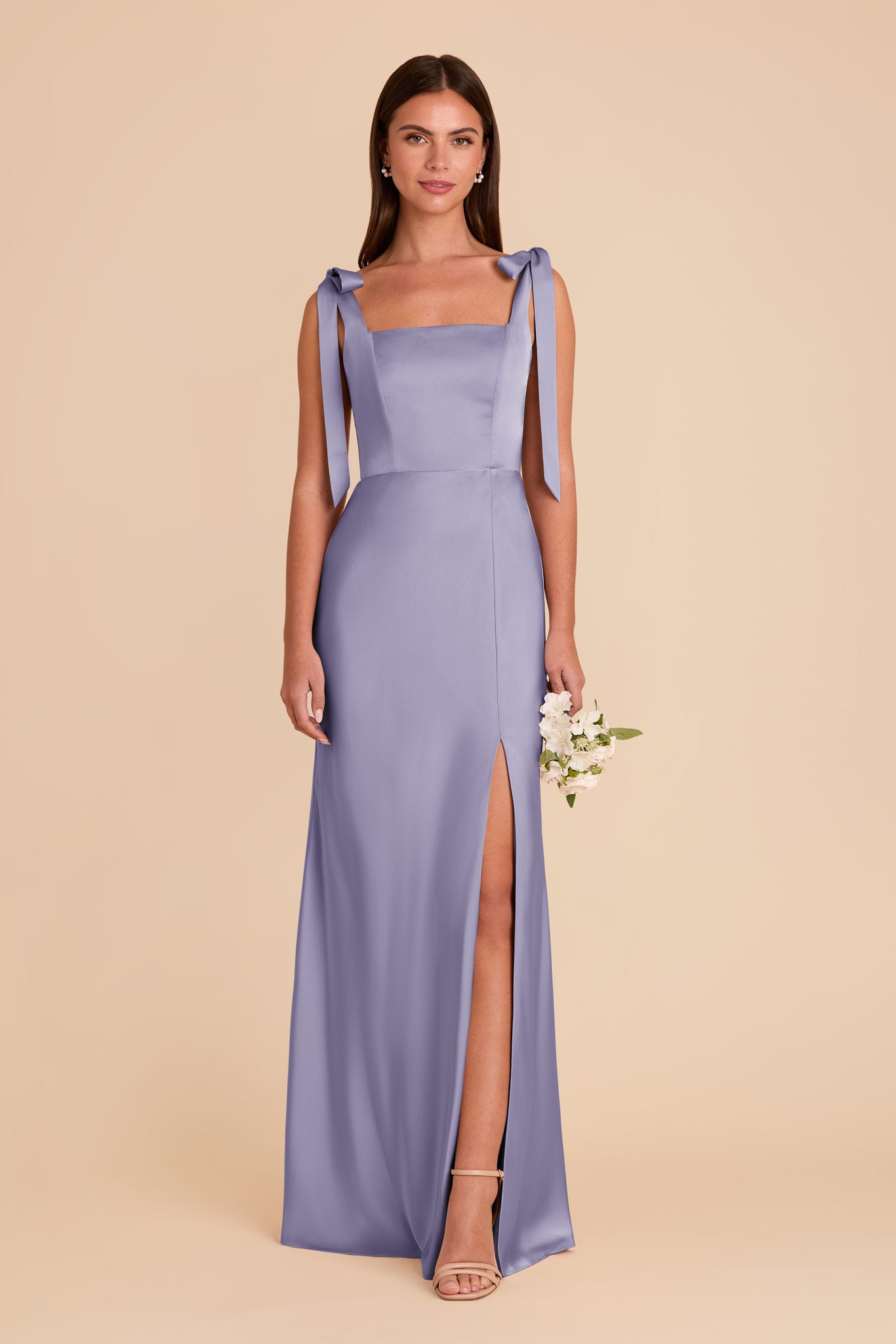 Convertible Satin Dress with Bows | Alex Wisteria