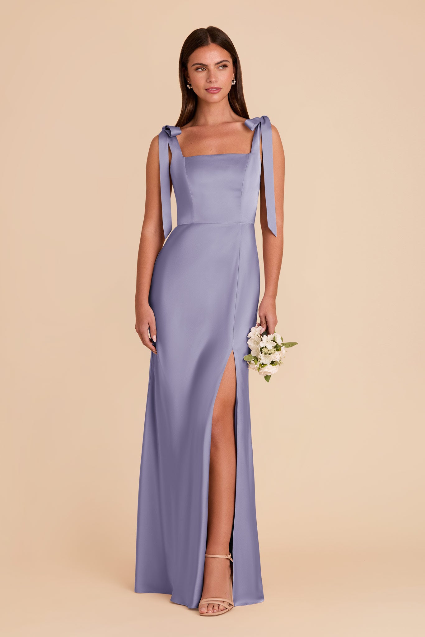 Convertible Satin Dress with Bows | Alex Wisteria