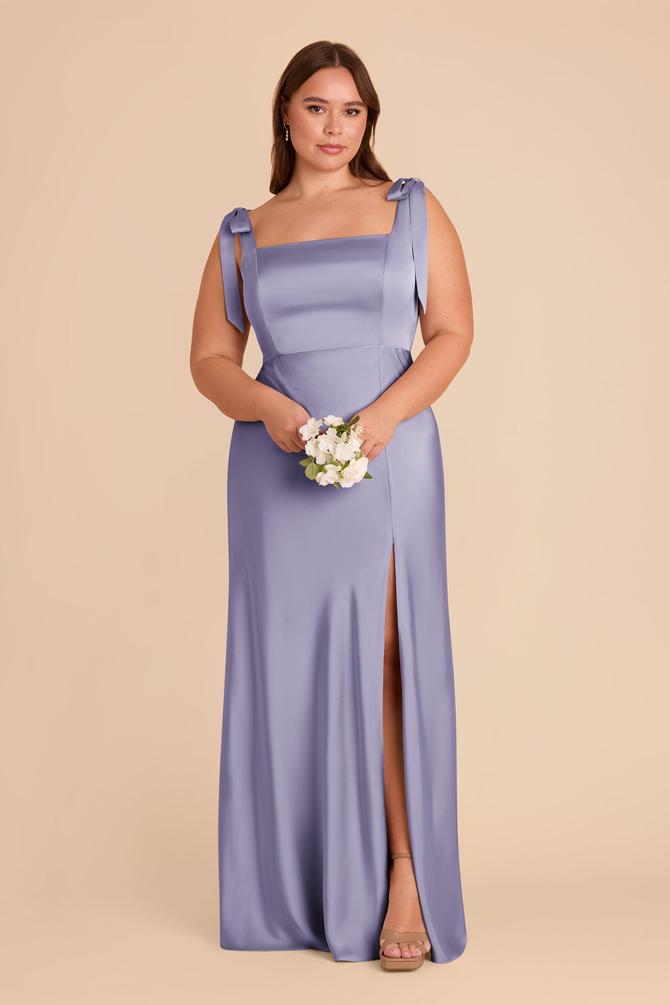 Convertible Satin Dress with Bows | Alex Wisteria