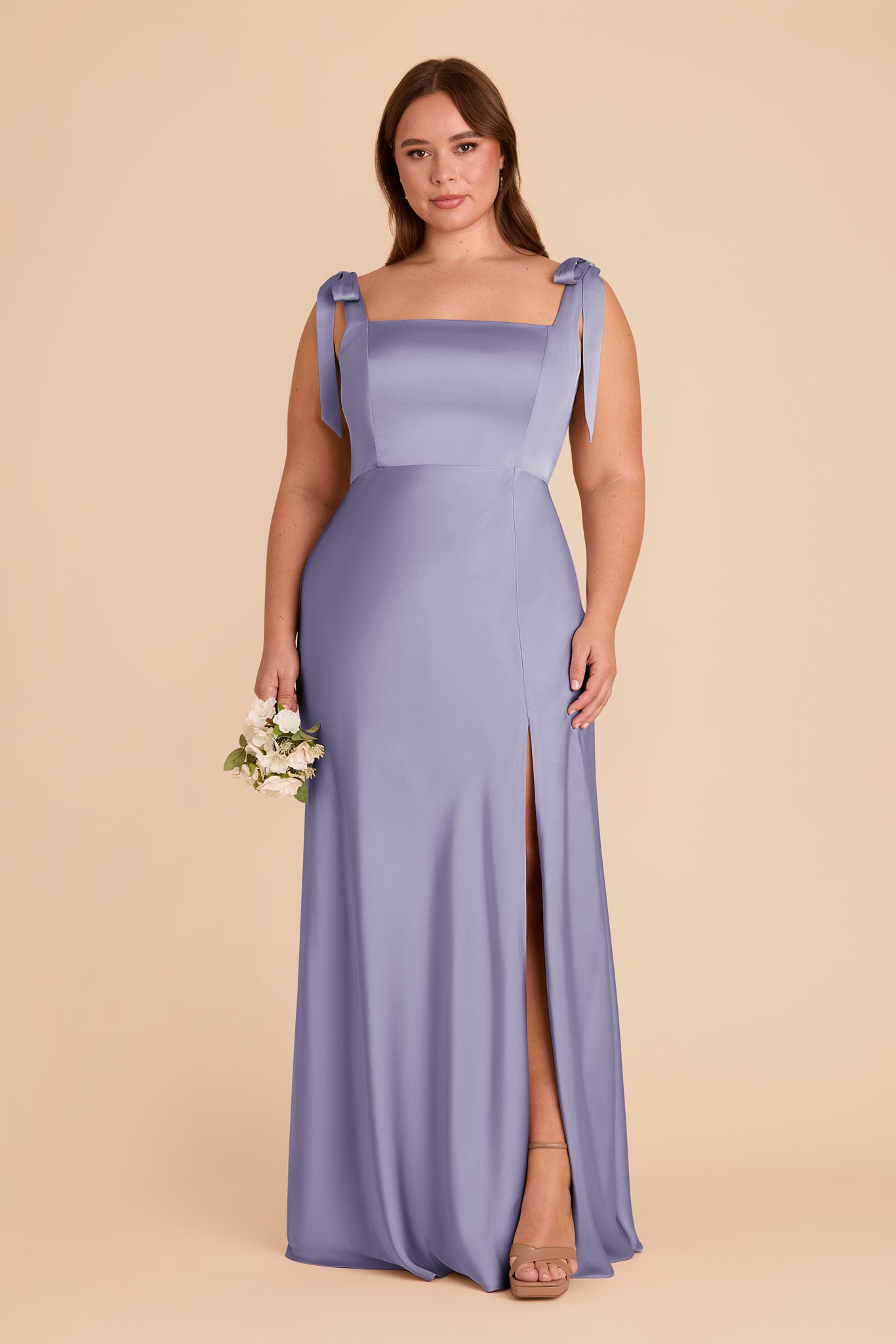 Convertible Satin Dress with Bows | Alex Wisteria