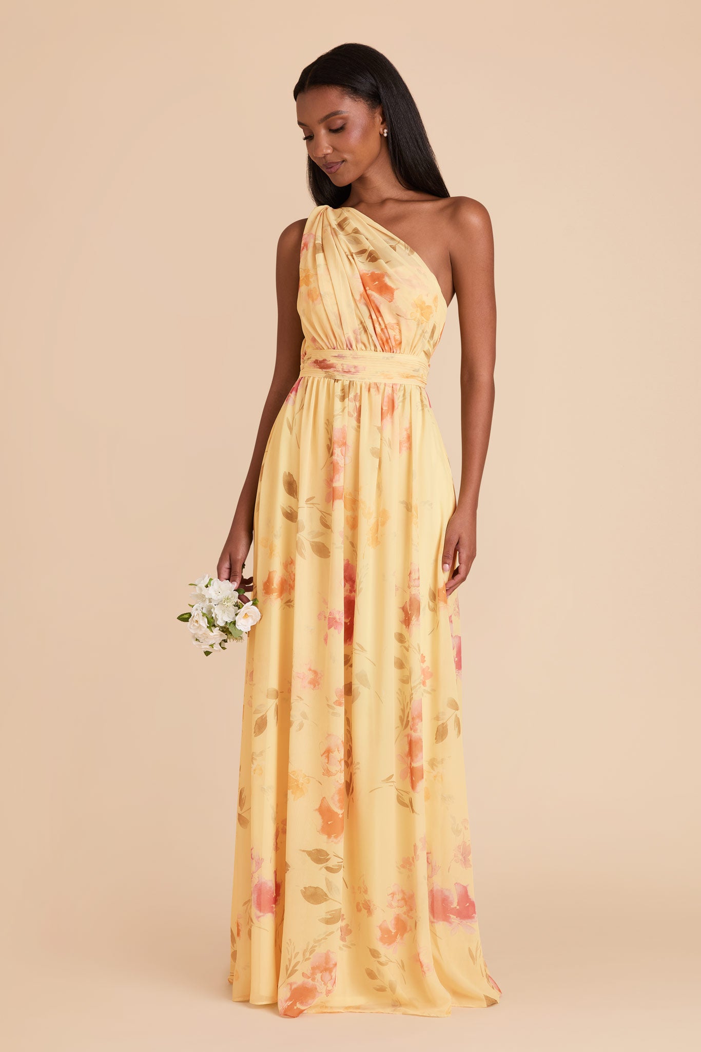 Convertible Bridesmaid Dress in Pale Yellow Floral | Grace