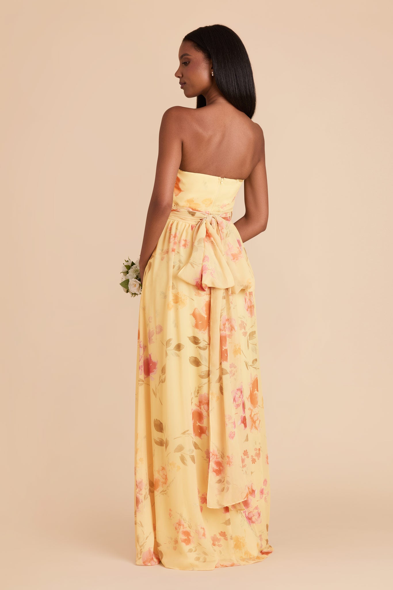 Convertible Bridesmaid Dress in Pale Yellow Floral | Grace