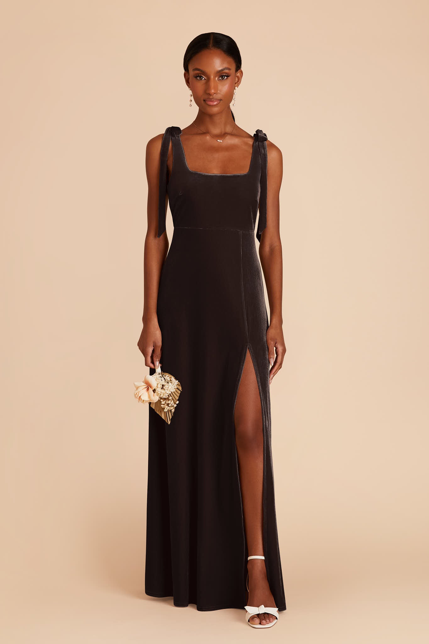 Velvet Dress with Bow Details | Alex Espresso