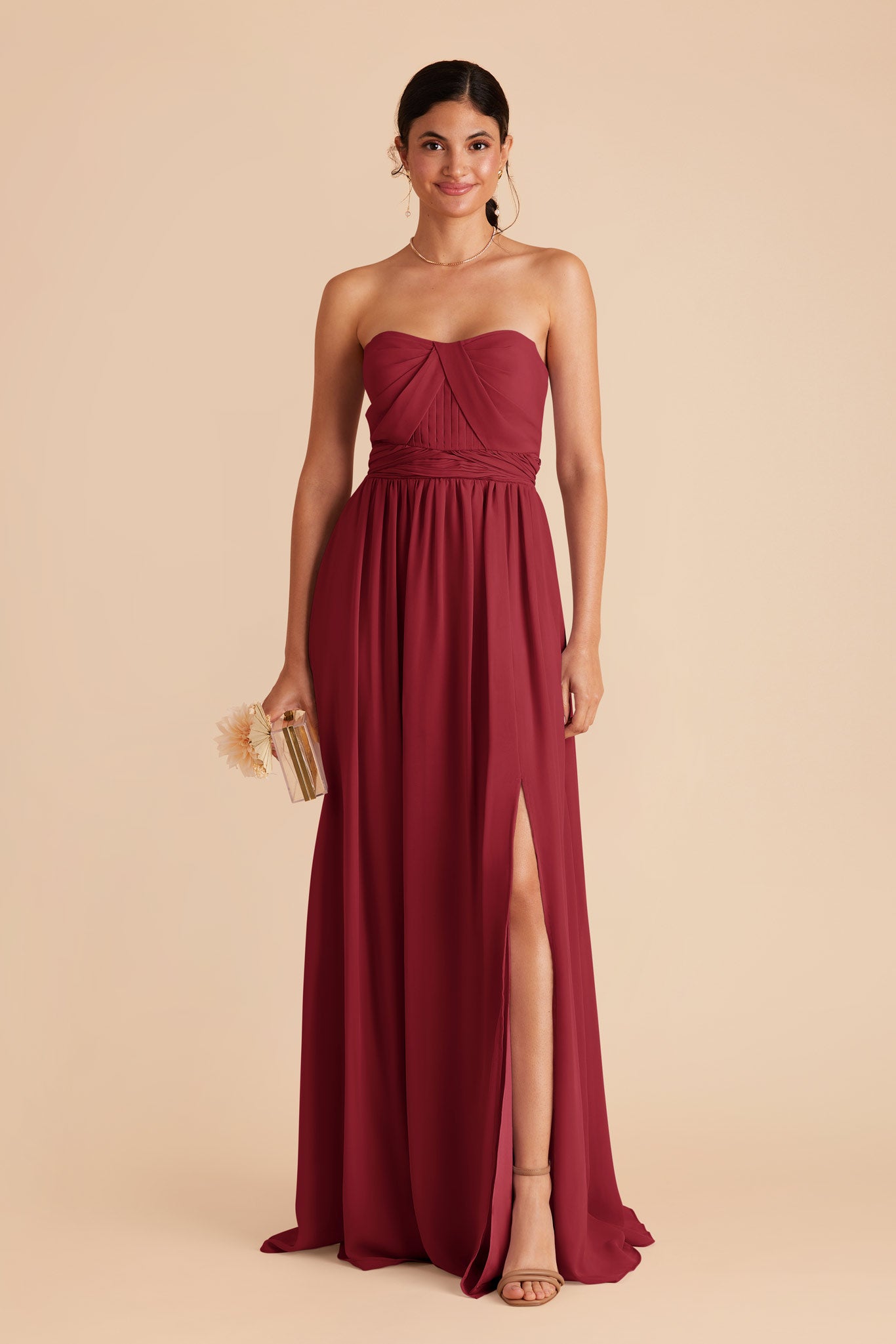 Convertible Bridesmaid Dress with Slit - Grace | Burgundy