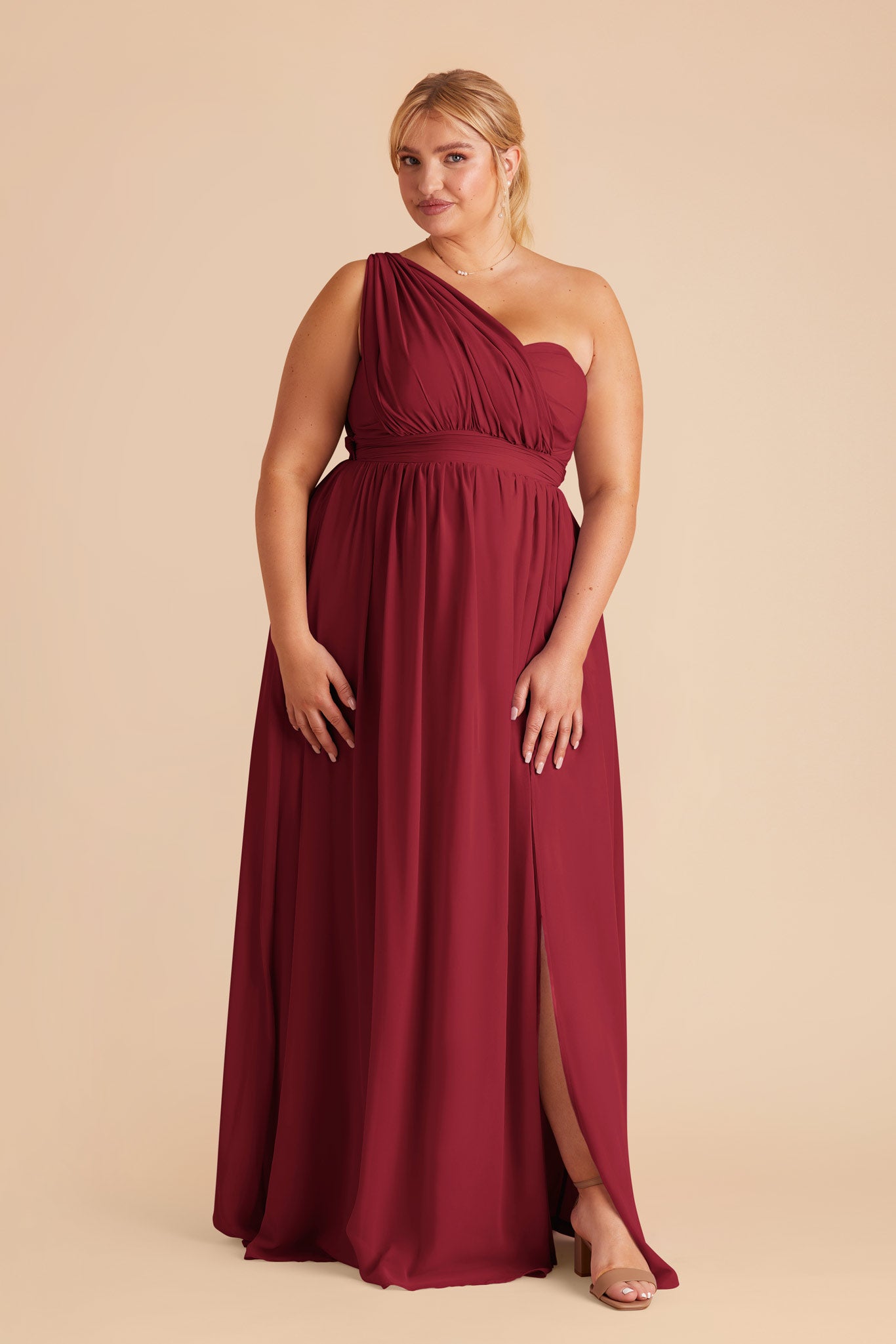 Convertible Bridesmaid Dress with Slit - Grace | Burgundy