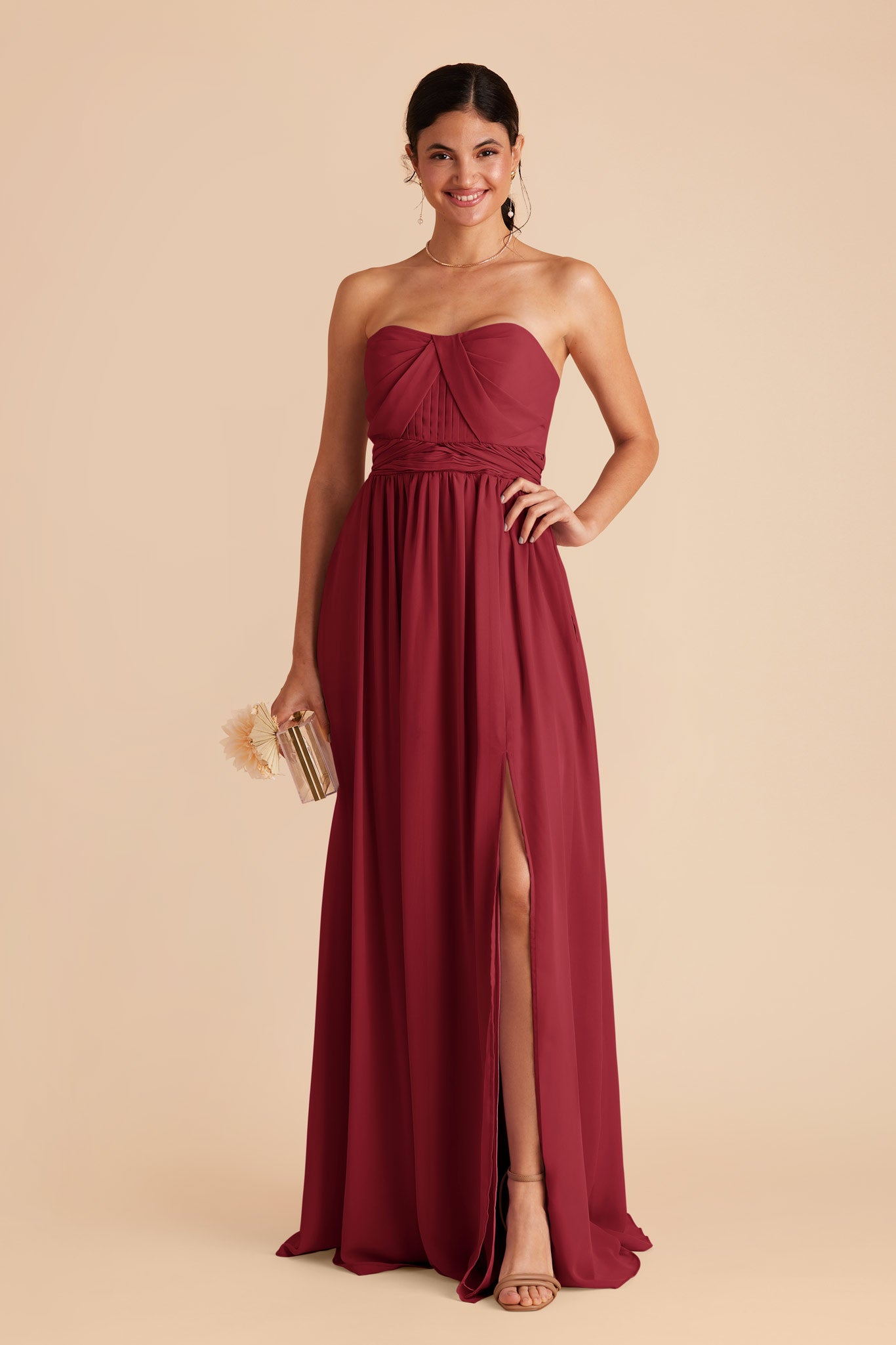 Convertible Bridesmaid Dress with Slit - Grace | Burgundy