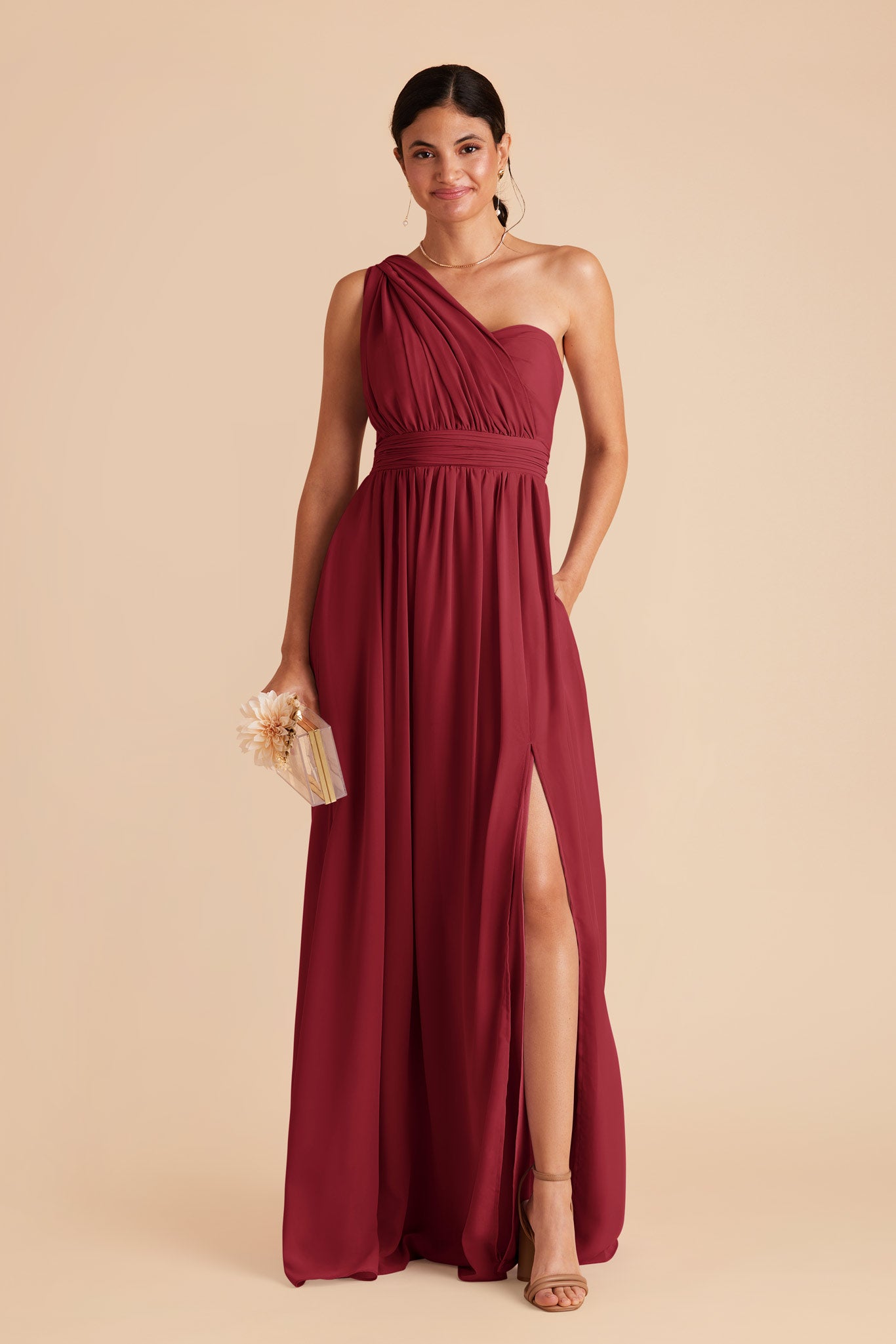 Convertible Bridesmaid Dress with Slit - Grace | Burgundy