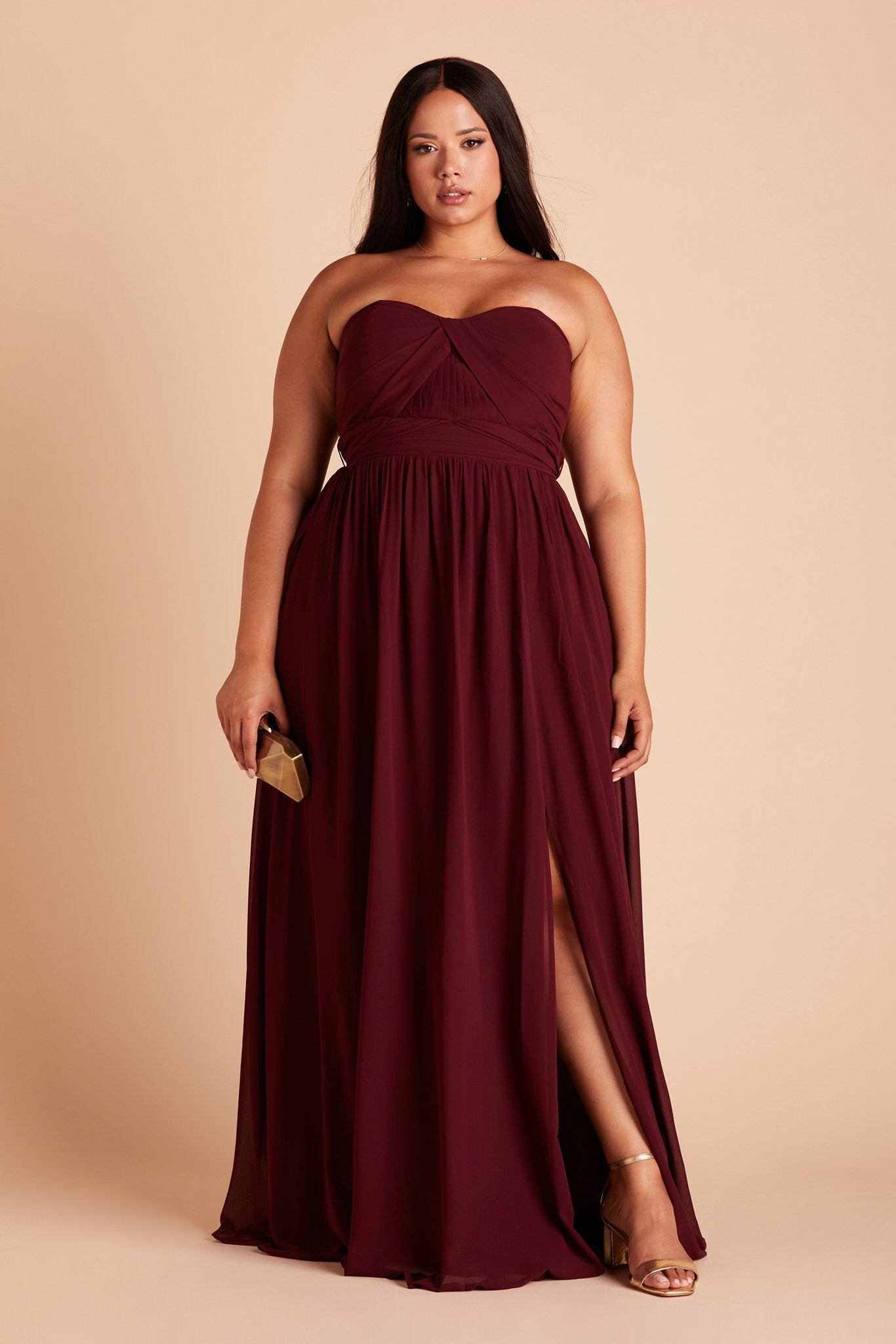 Convertible Bridesmaid Dress with Slit | Grace Cabernet