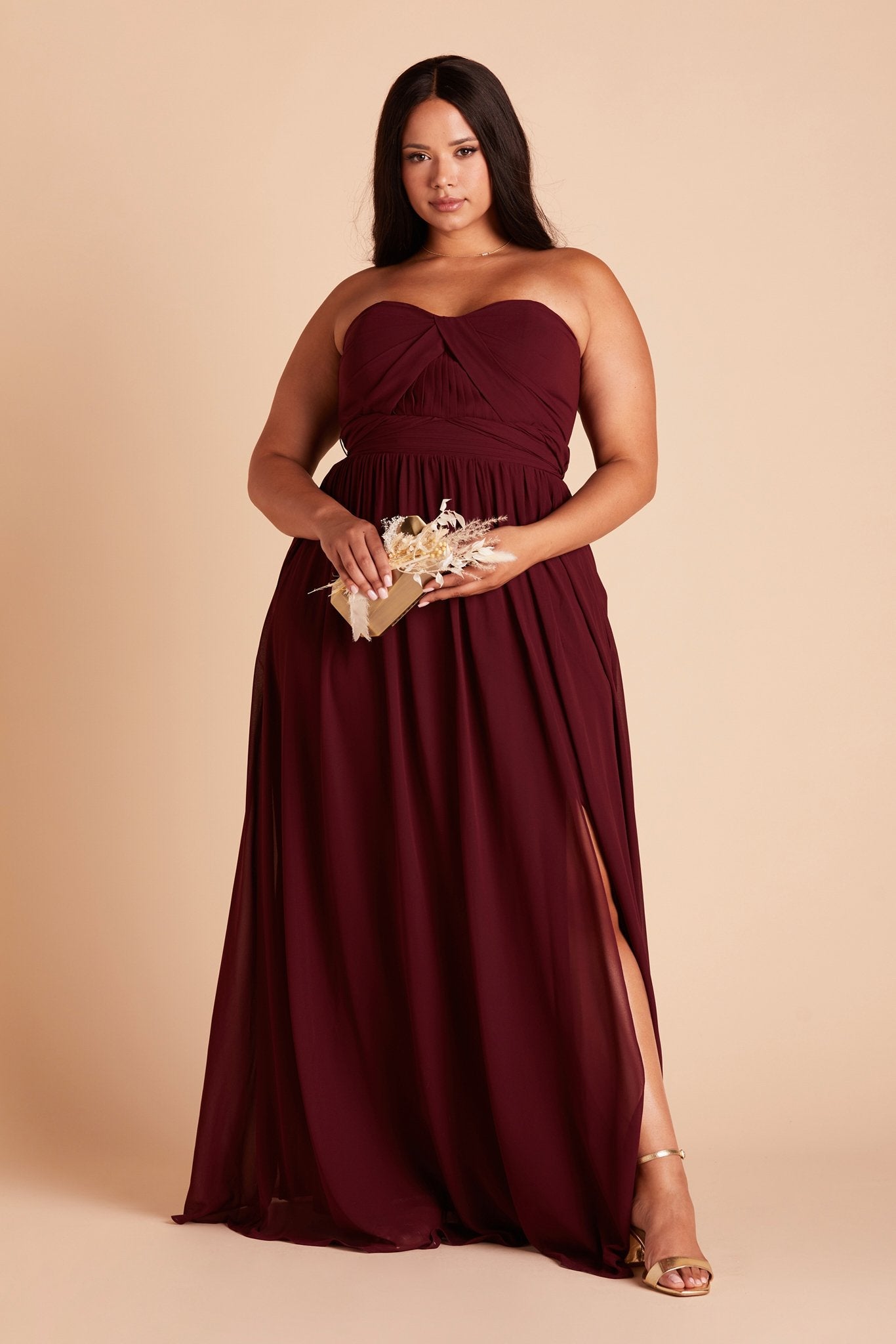 Convertible Bridesmaid Dress with Slit | Grace Cabernet