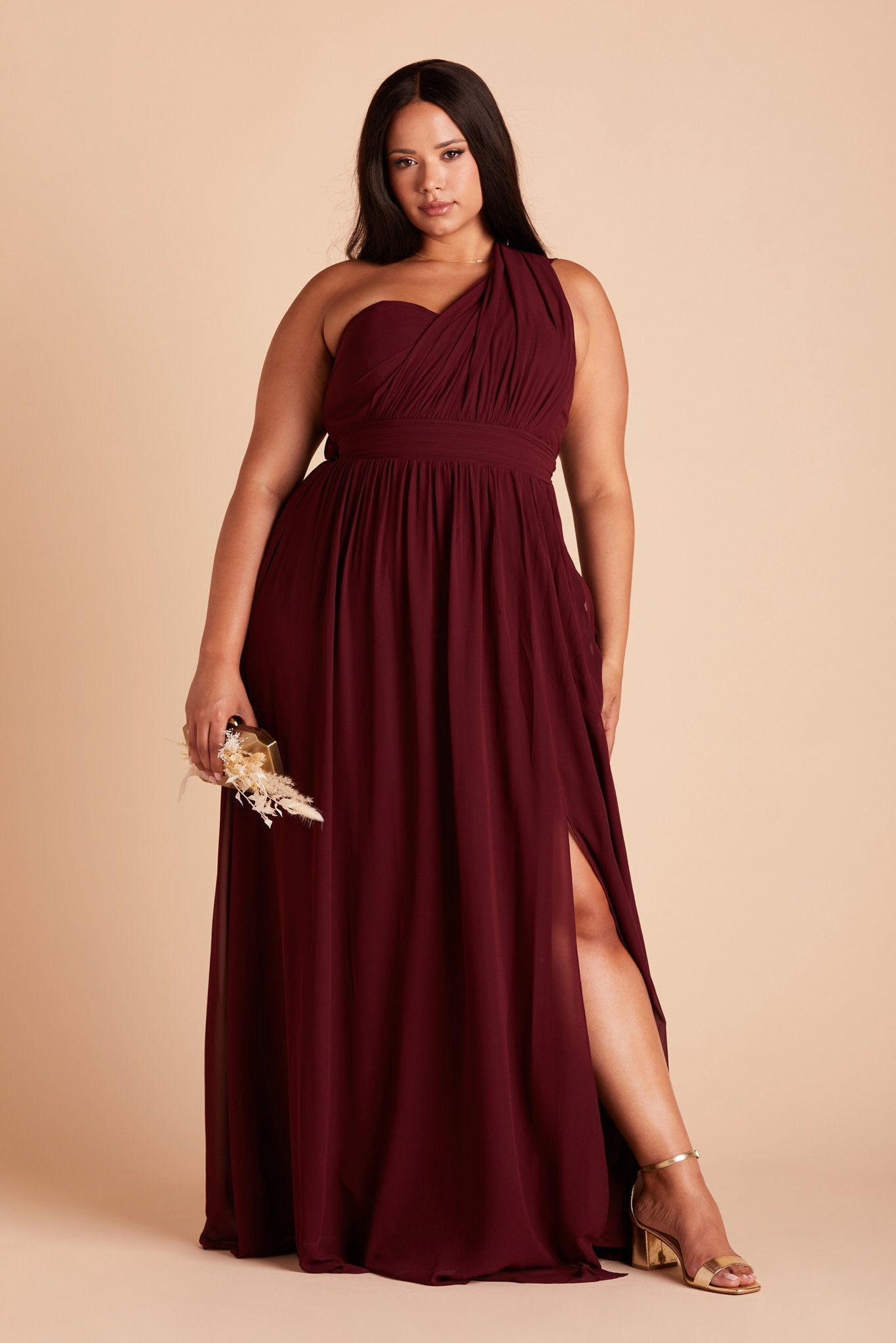 Convertible Bridesmaid Dress with Slit | Grace Cabernet