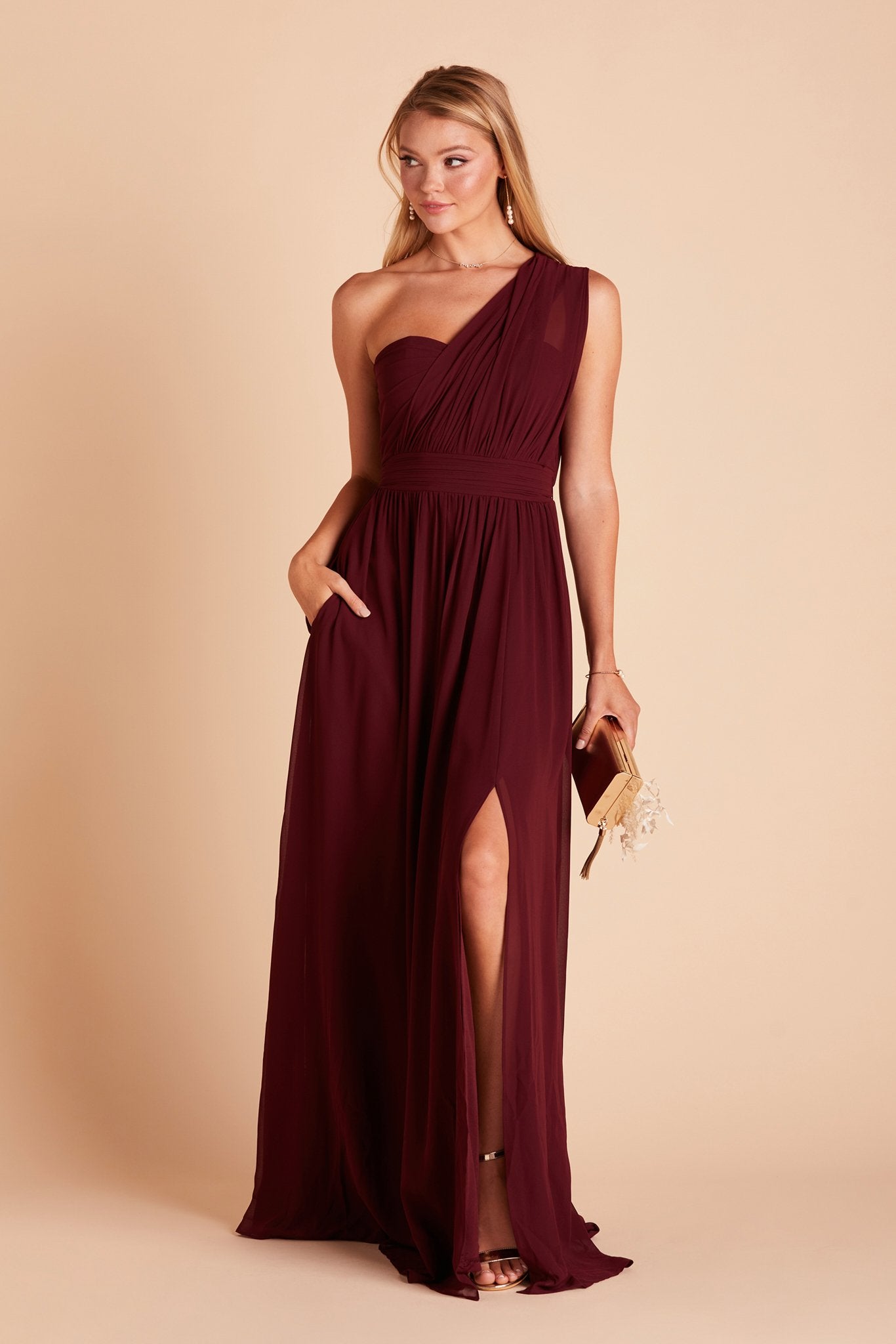 Convertible Bridesmaid Dress with Slit | Grace Cabernet