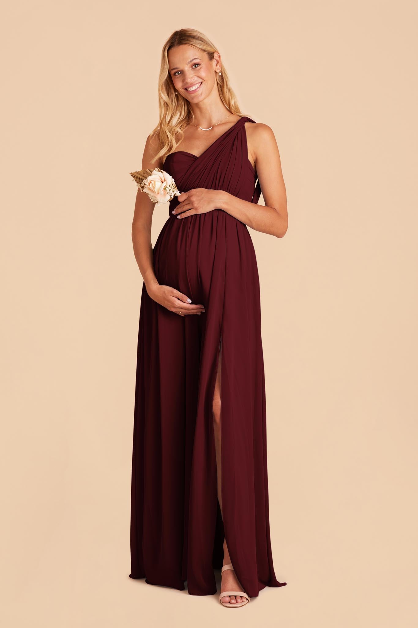 Convertible Bridesmaid Dress with Slit | Grace Cabernet