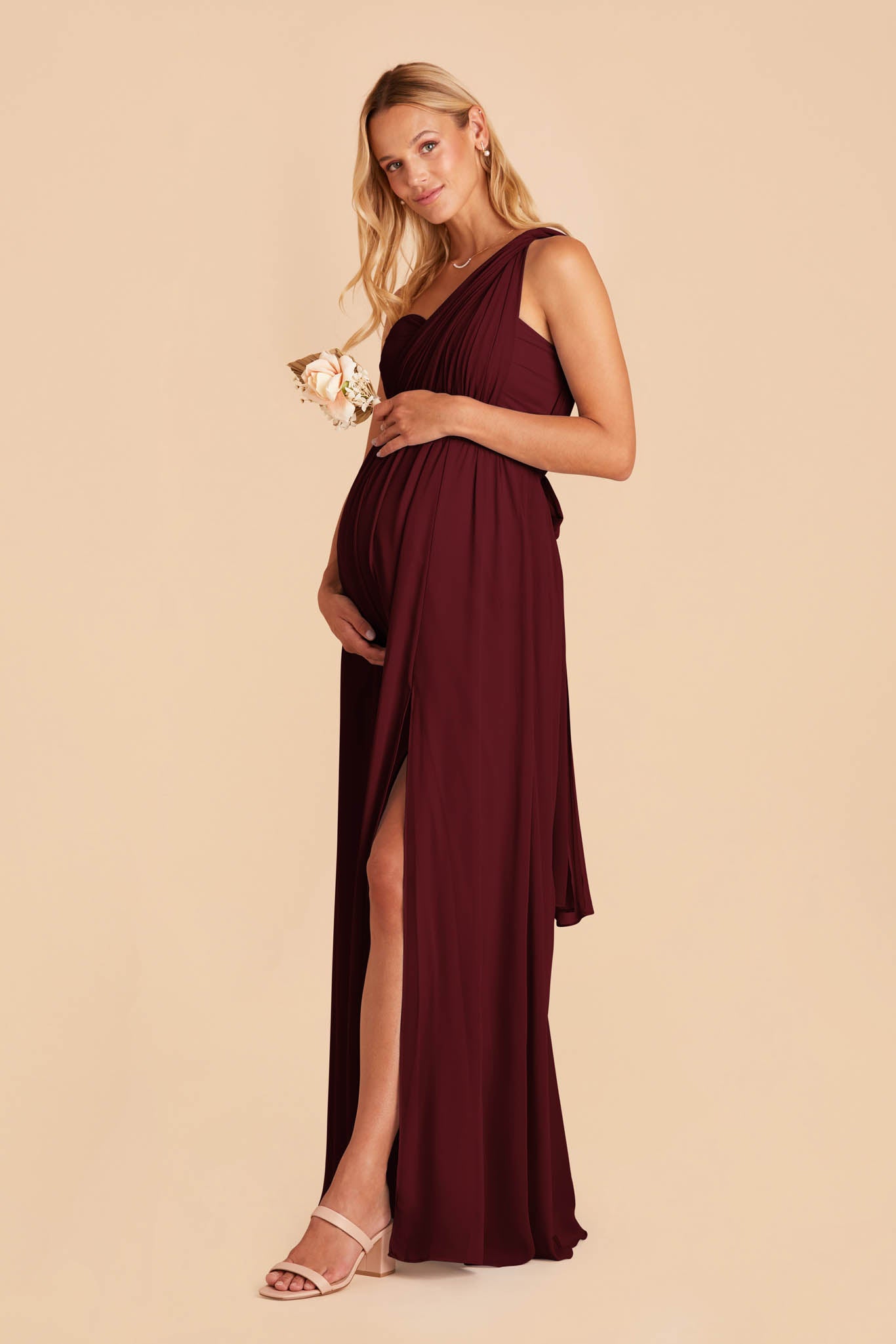 Convertible Bridesmaid Dress with Slit | Grace Cabernet