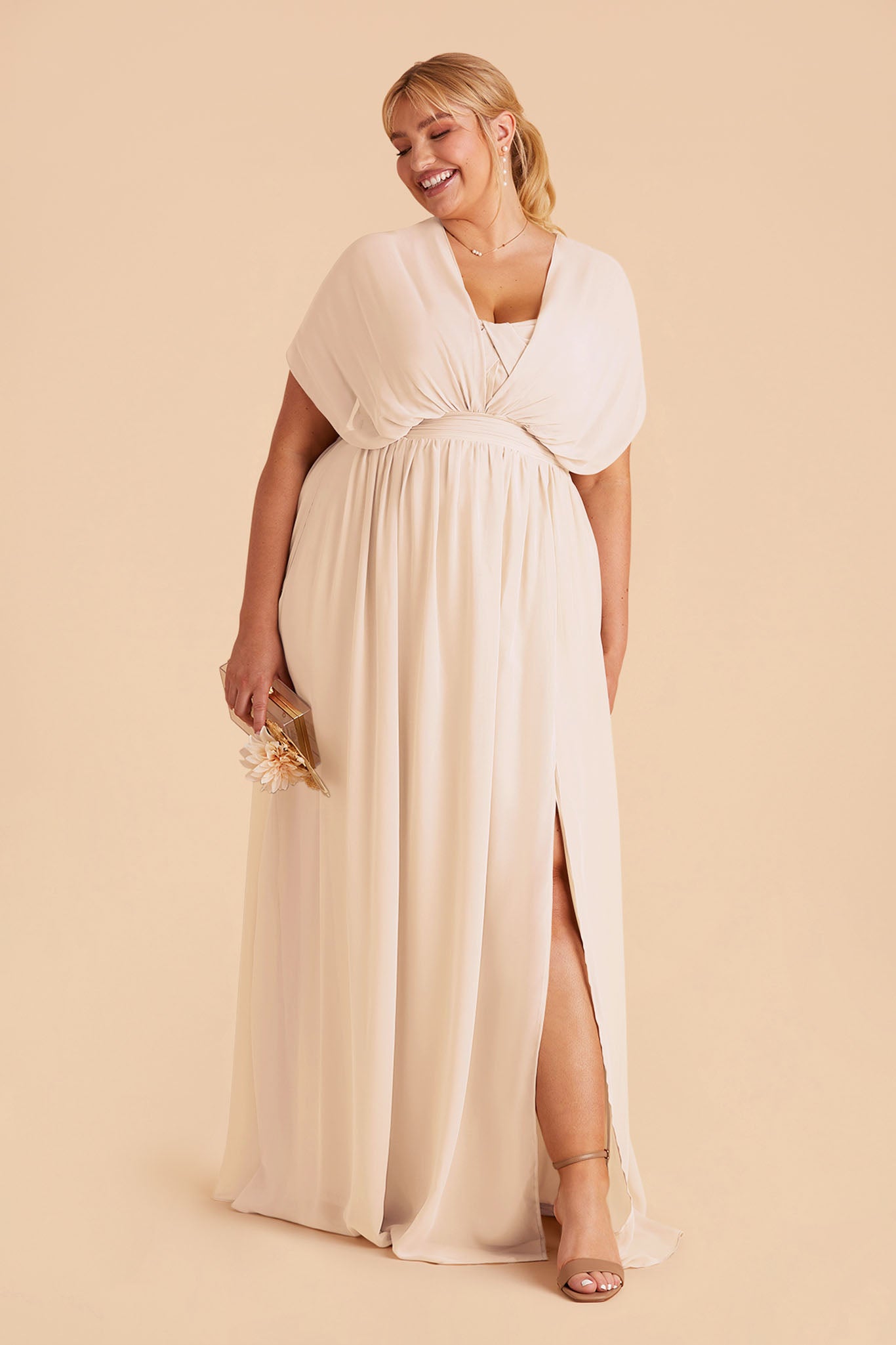 Convertible Bridesmaid Dress with Slit | Grace Champagne