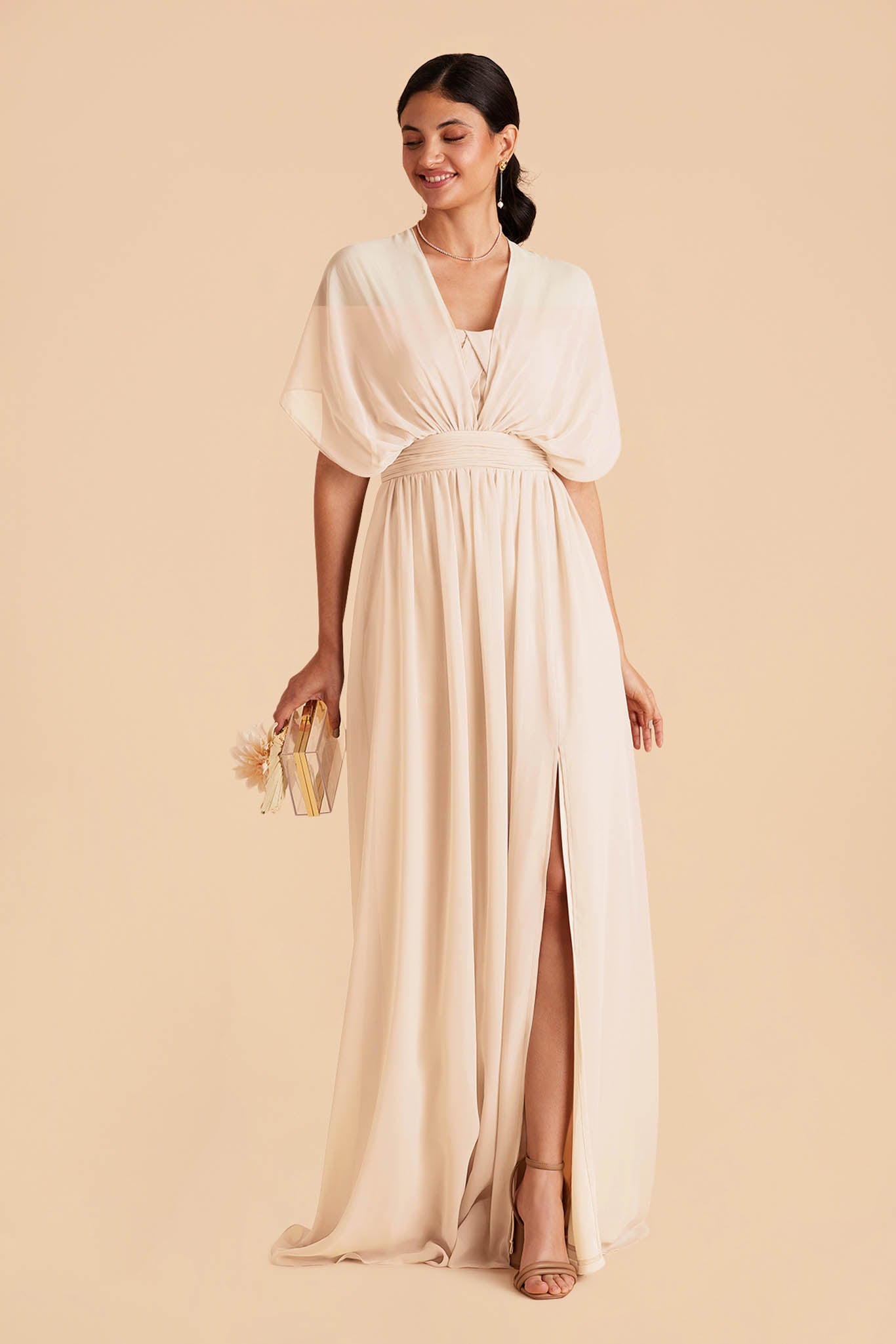 Convertible Bridesmaid Dress with Slit | Grace Champagne