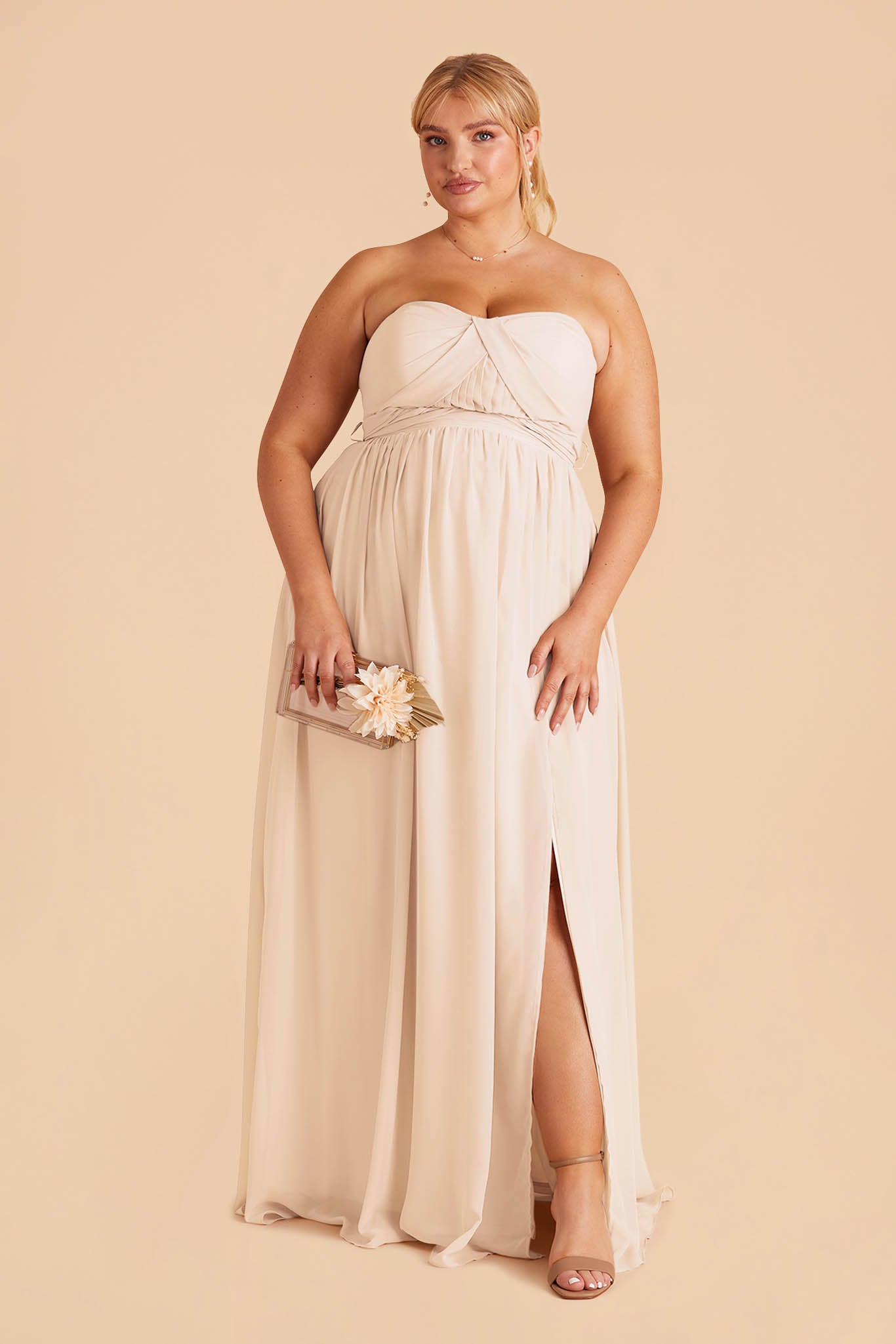 Convertible Bridesmaid Dress with Slit | Grace Champagne
