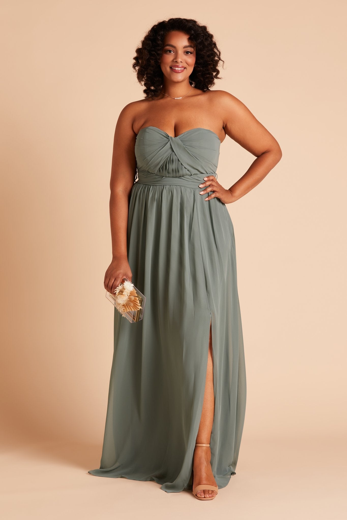 Convertible Bridesmaid Dress with Slit | Grace in Sea Glass
