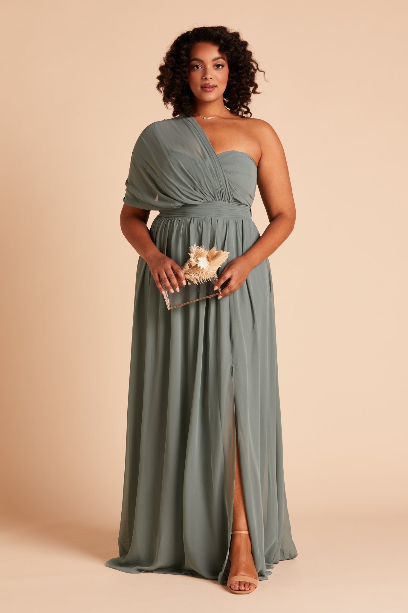 Convertible Bridesmaid Dress with Slit | Grace in Sea Glass