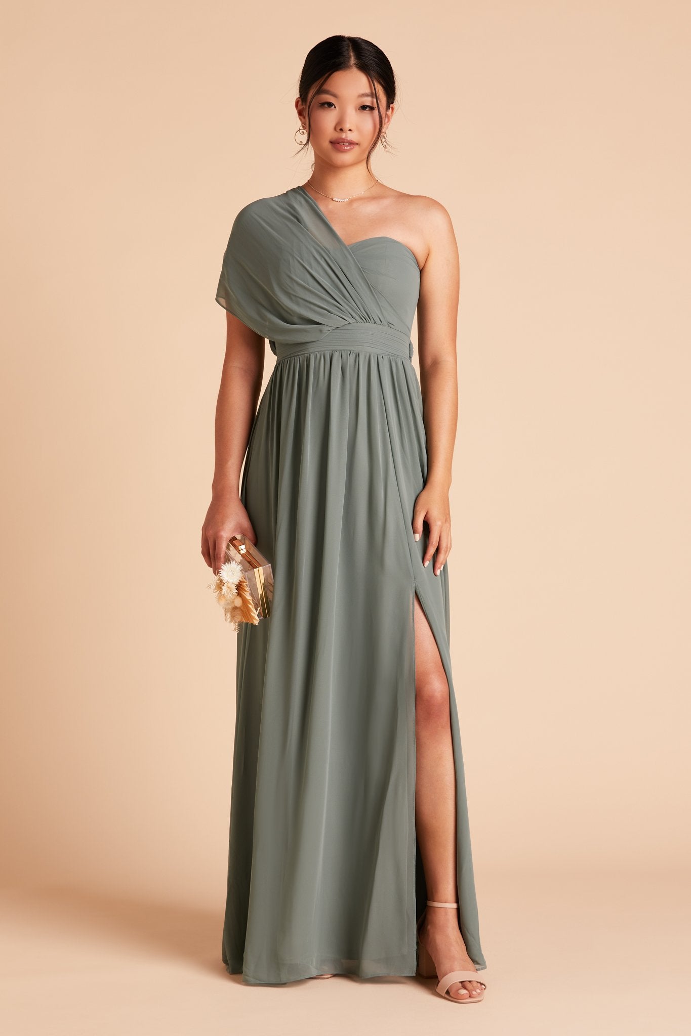 Convertible Bridesmaid Dress with Slit | Grace in Sea Glass