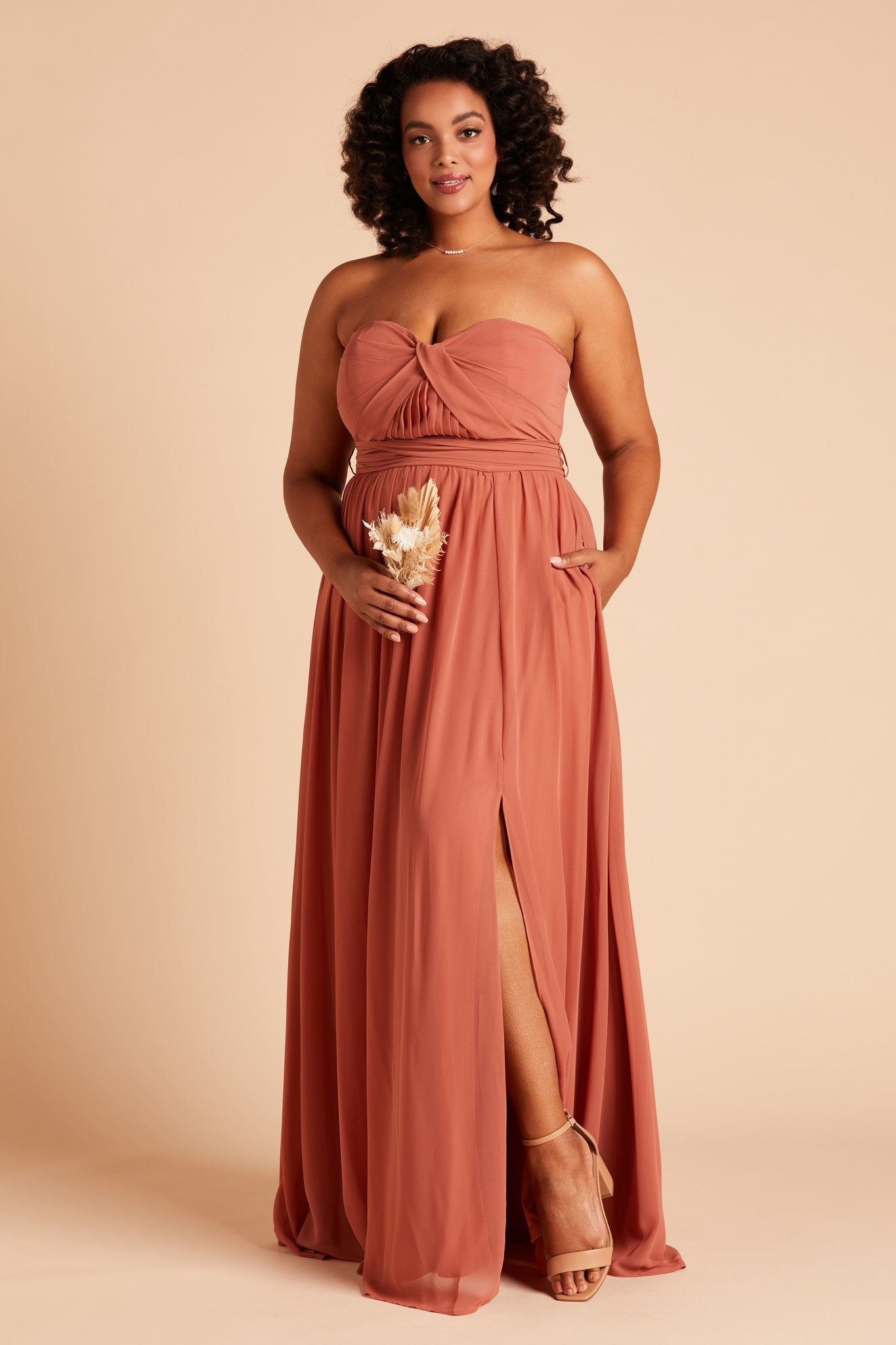 Convertible Bridesmaid Dress with Slit - Grace | Terracotta