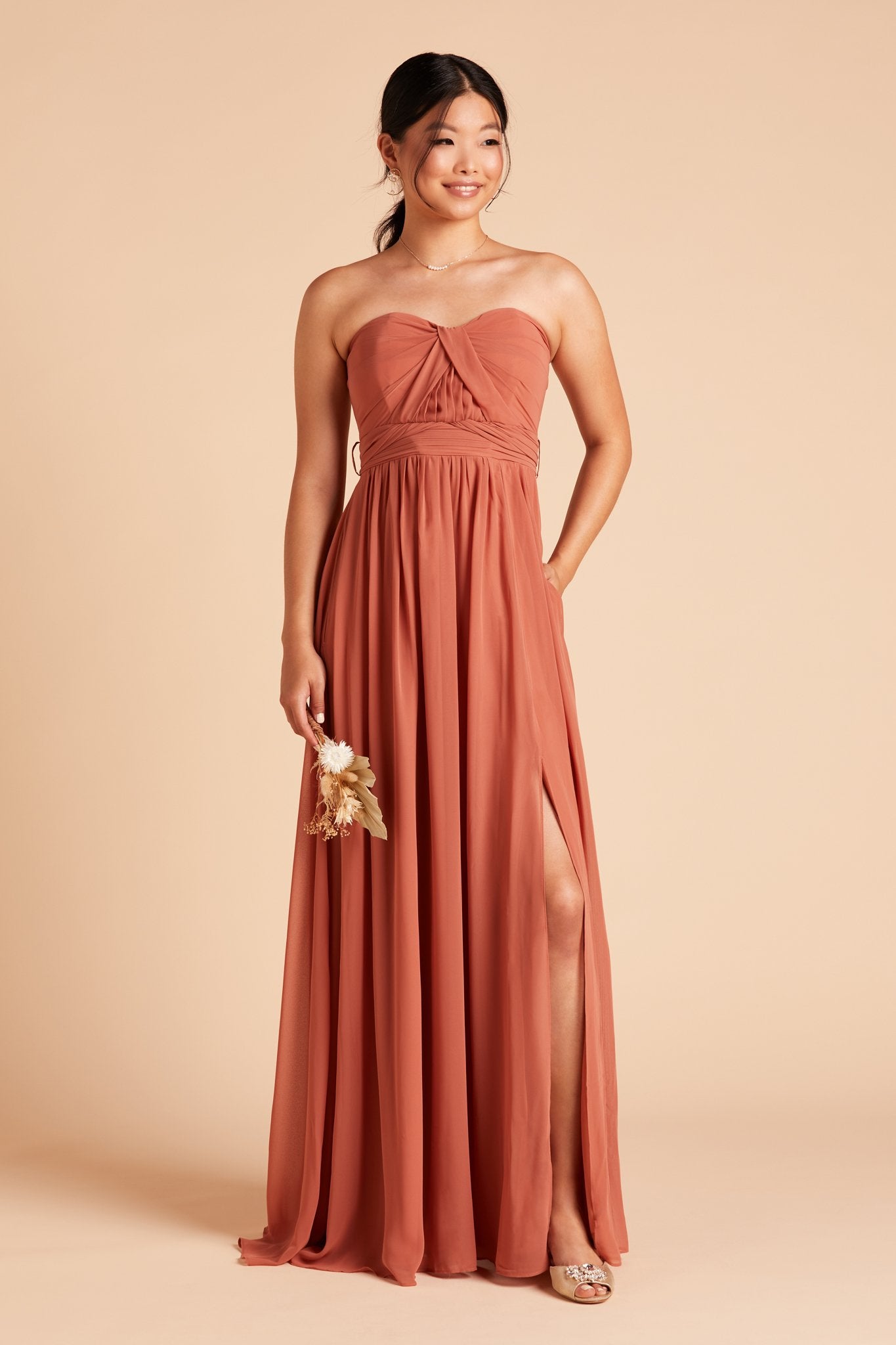 Convertible Bridesmaid Dress with Slit - Grace | Terracotta