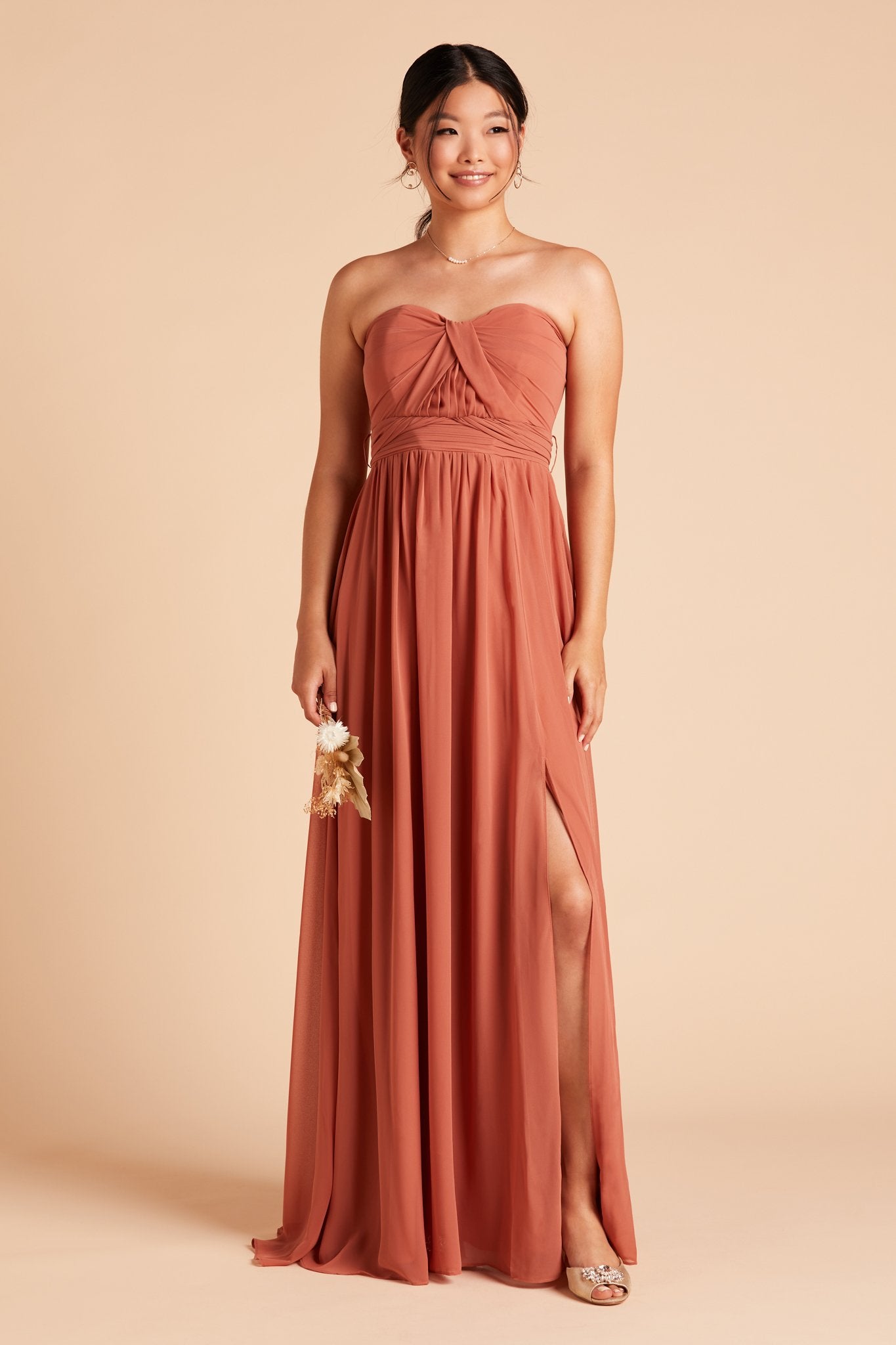 Convertible Bridesmaid Dress with Slit - Grace | Terracotta