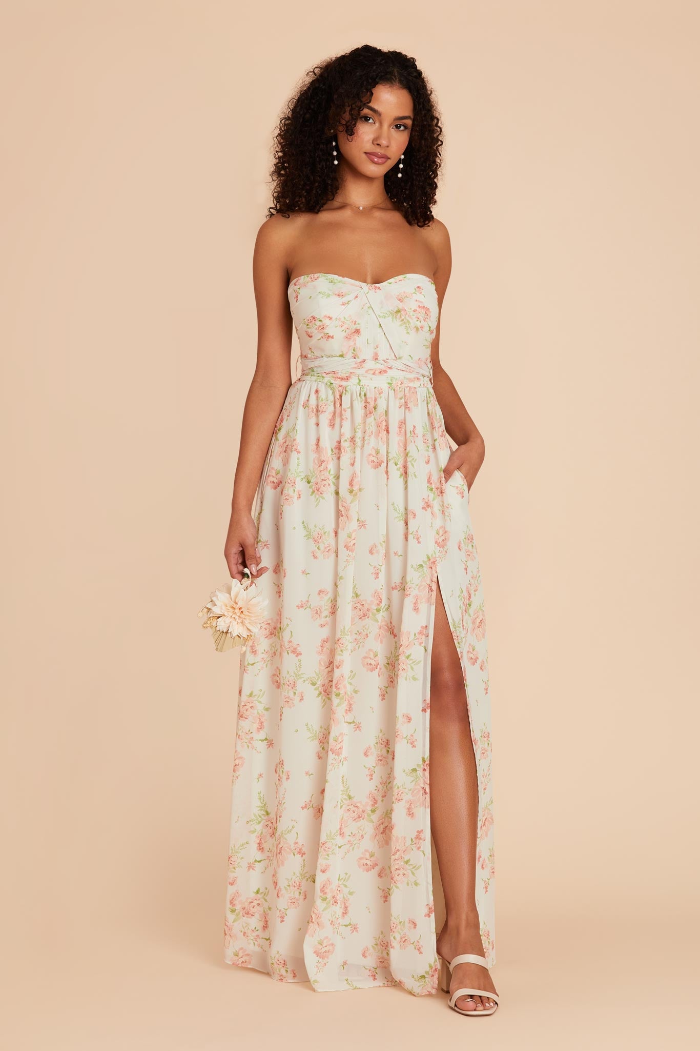 Convertible Bridesmaid Dress with Slit - Whimsical Blooms