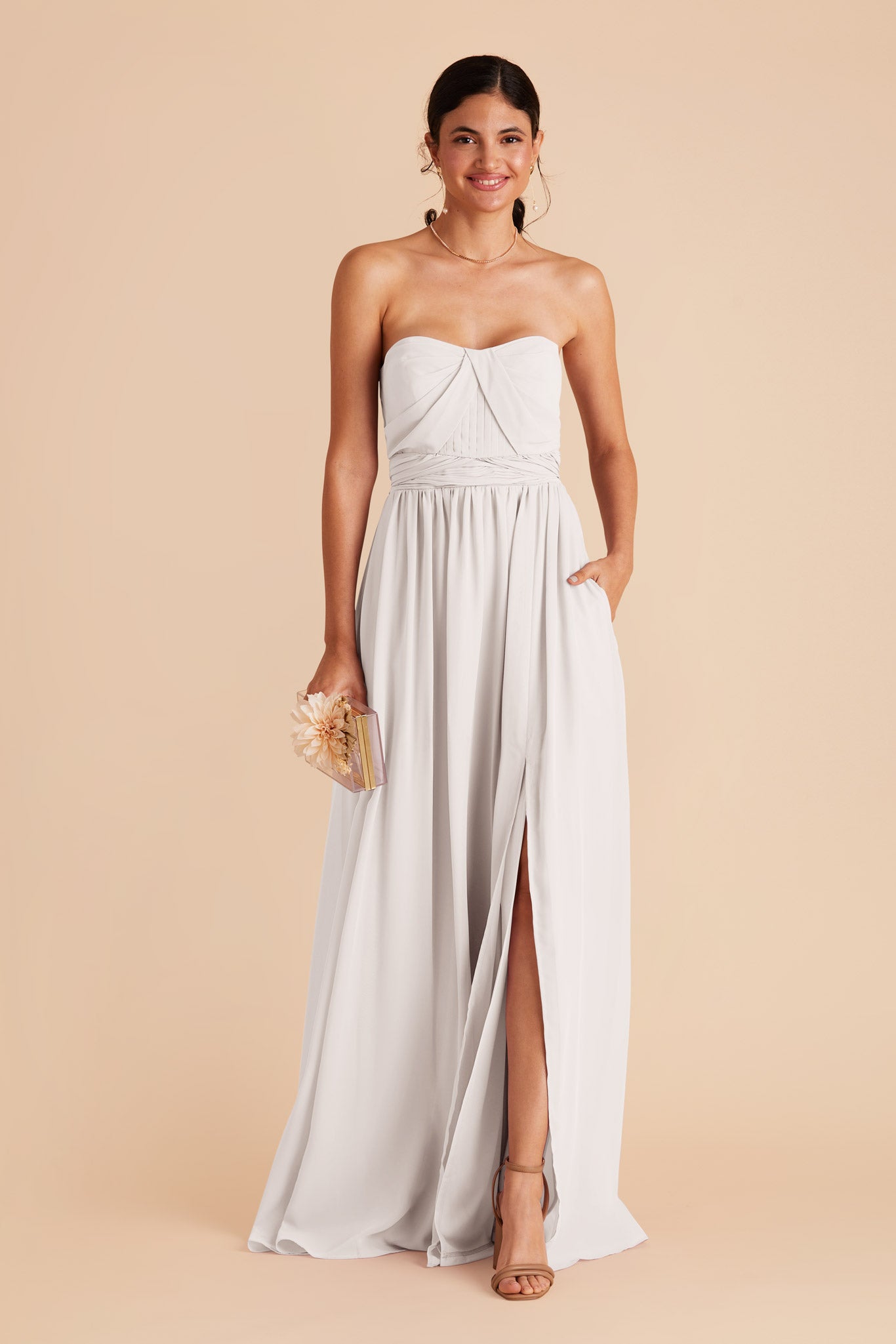 Convertible Bridesmaid Dress with Slit - Grace | Flowy & White