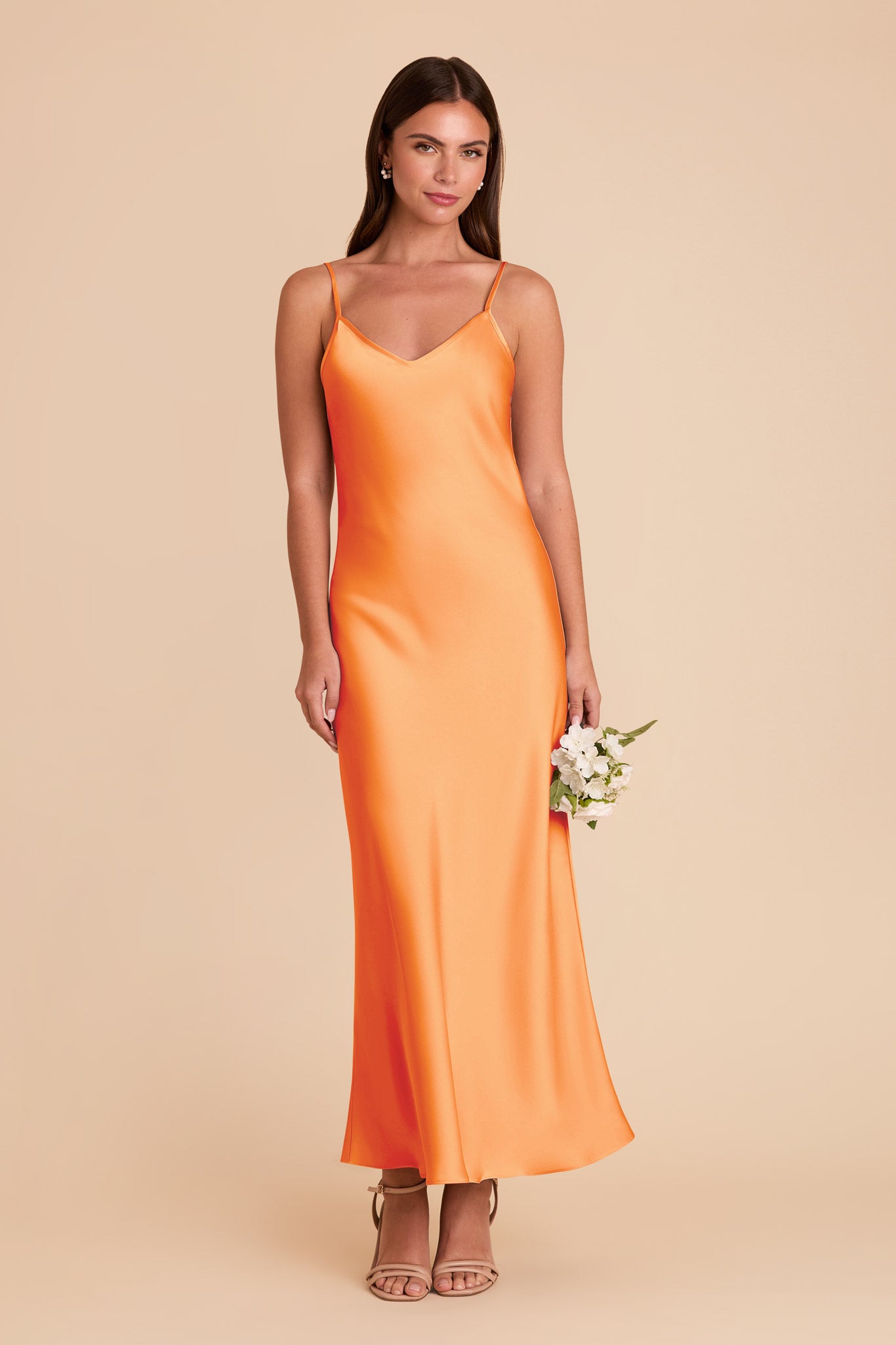 Matte Satin Slip Dress with V-Neck & A-Line Skirt | Alice