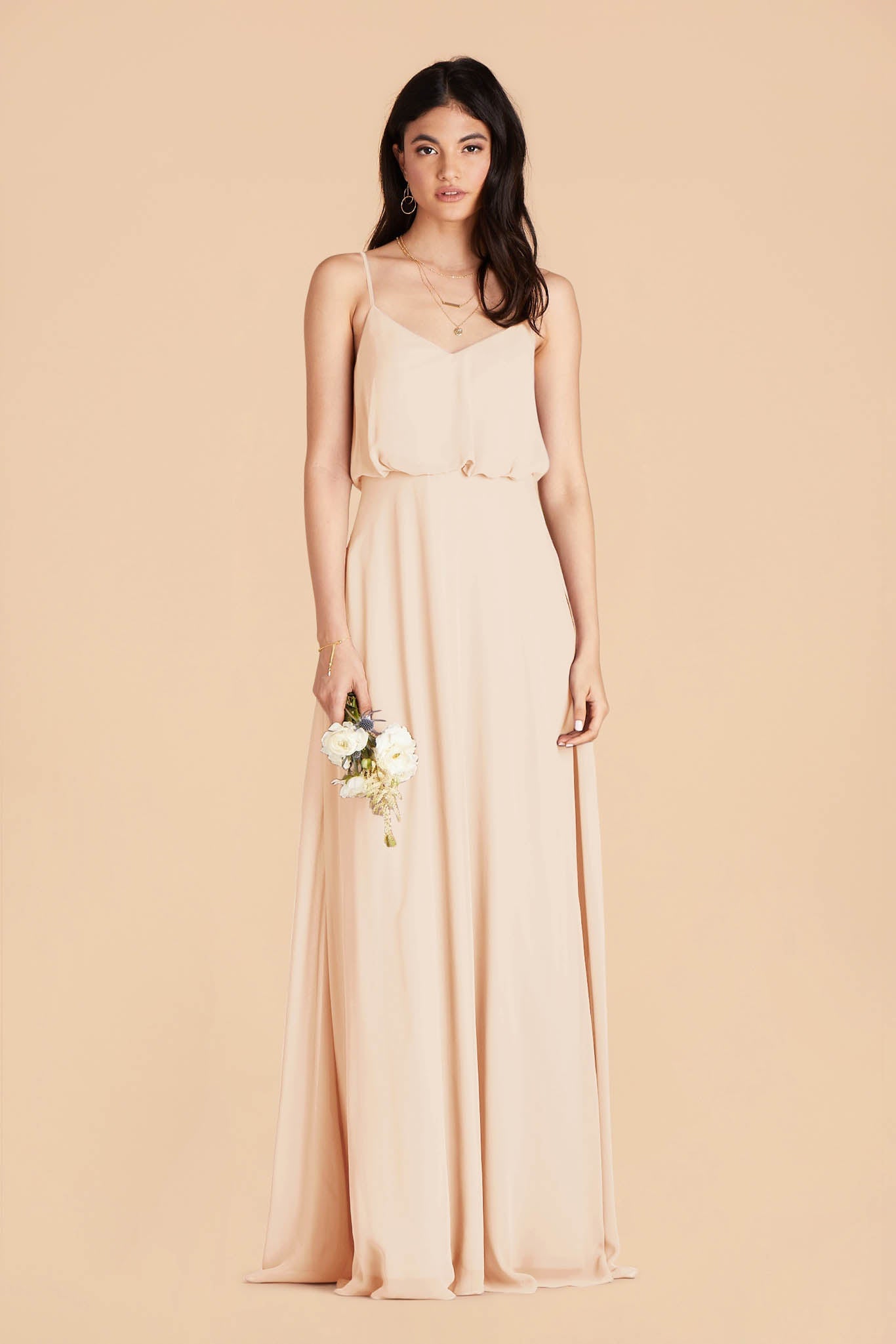 Classic Blouson Bridesmaid Dress in Champagne | Gwennie