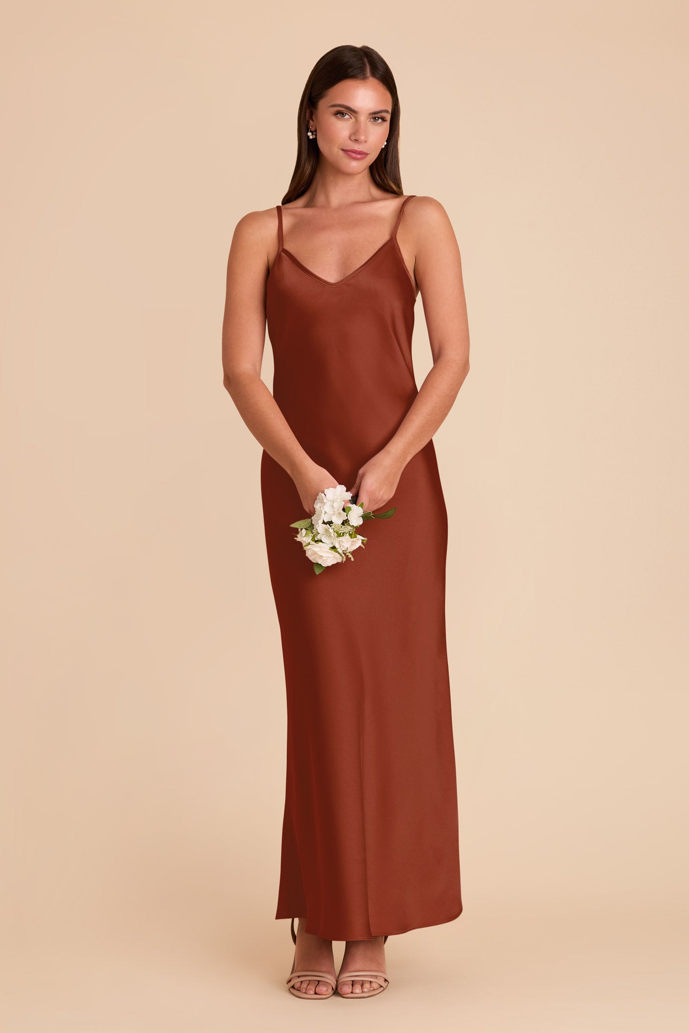 Matte Satin Slip Dress with V-Neck & A-Line Skirt | Alice