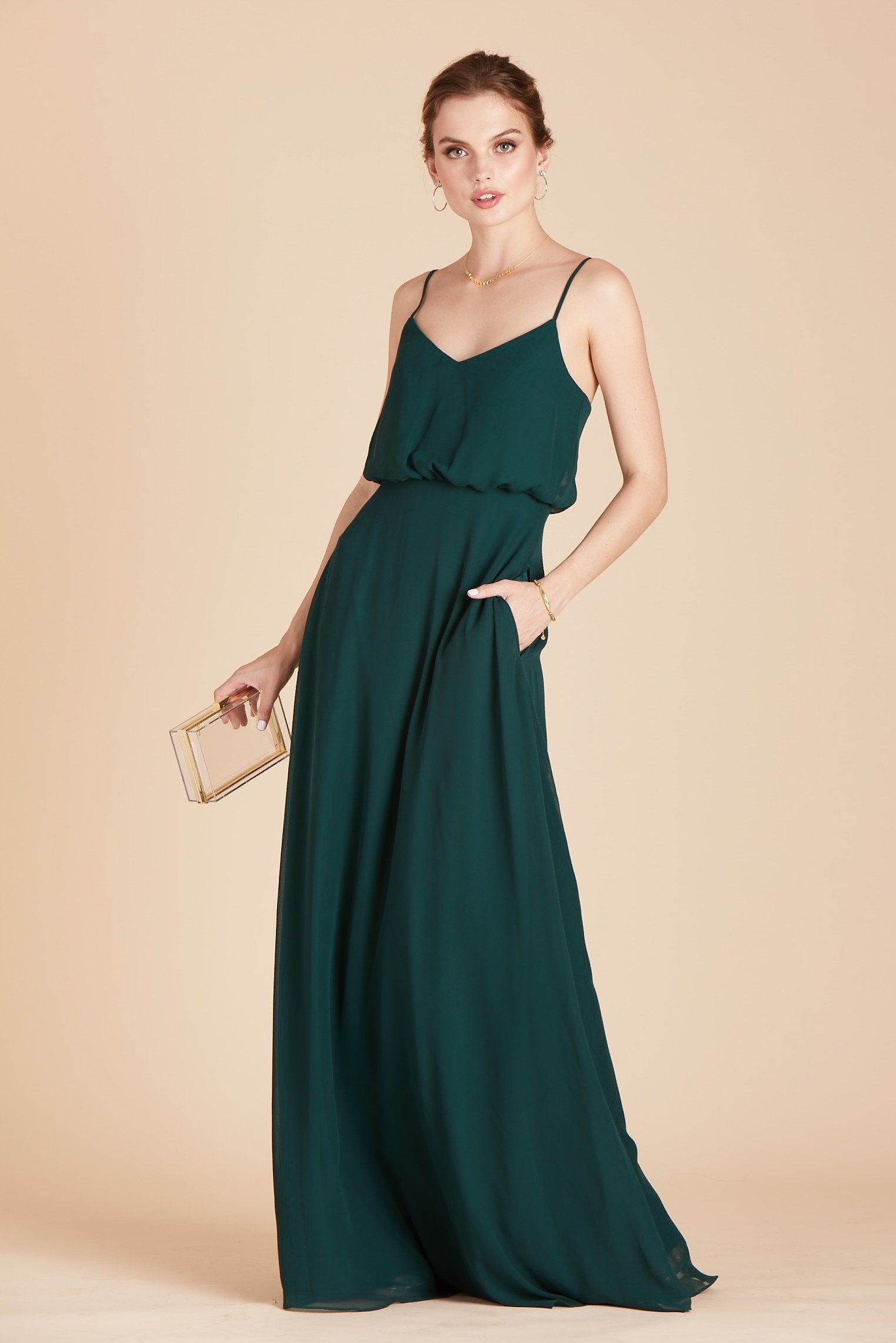 Classic Blouson Bridesmaid Dress | Gwennie Emerald