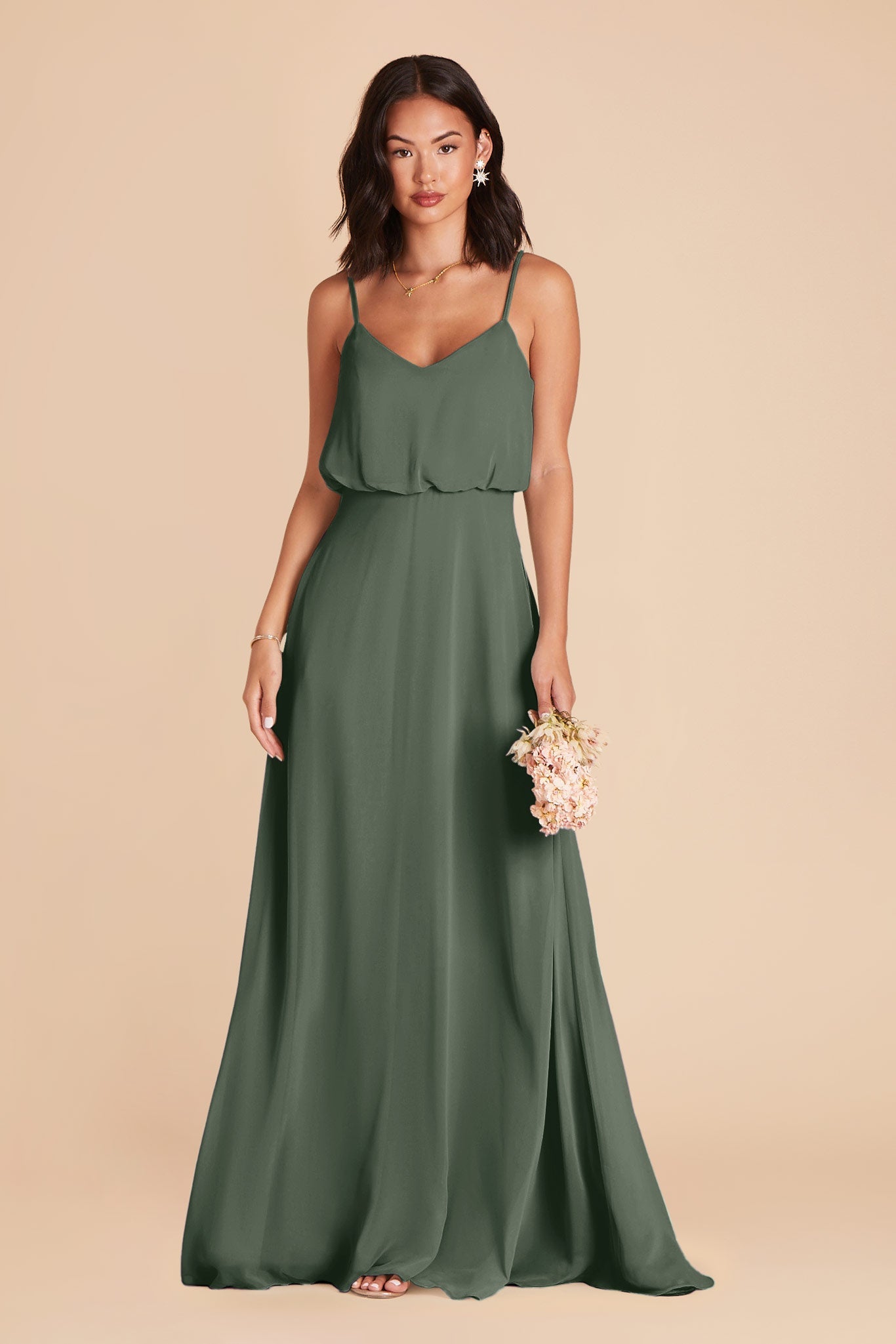 Classic Blouson Bridesmaid Dress in Eucalyptus | Gwennie