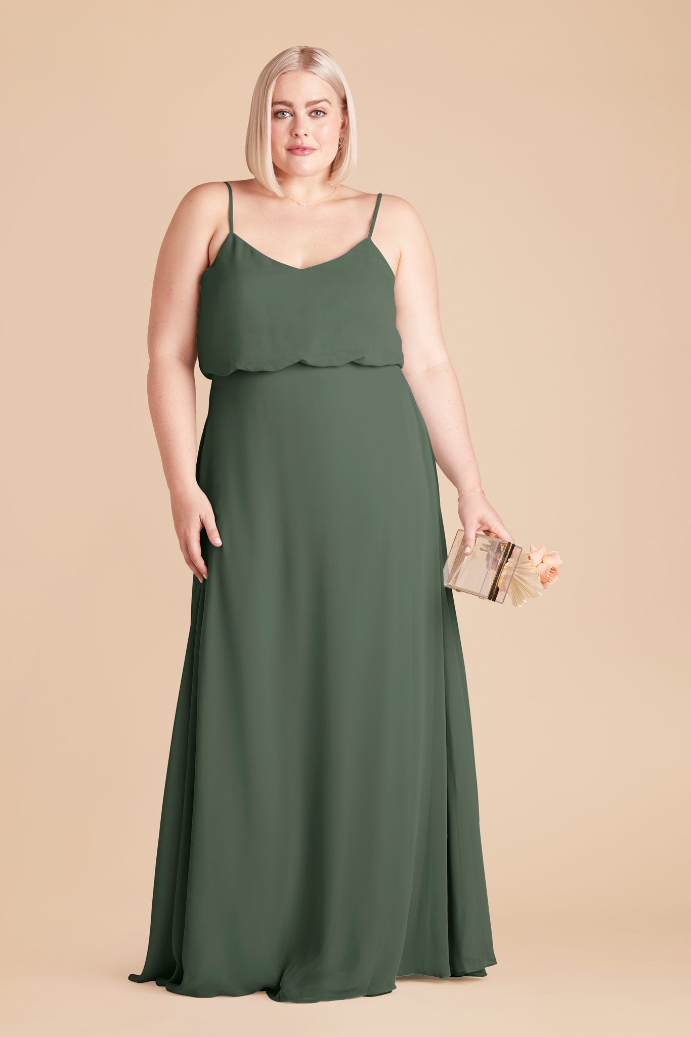 Classic Blouson Bridesmaid Dress in Eucalyptus | Gwennie