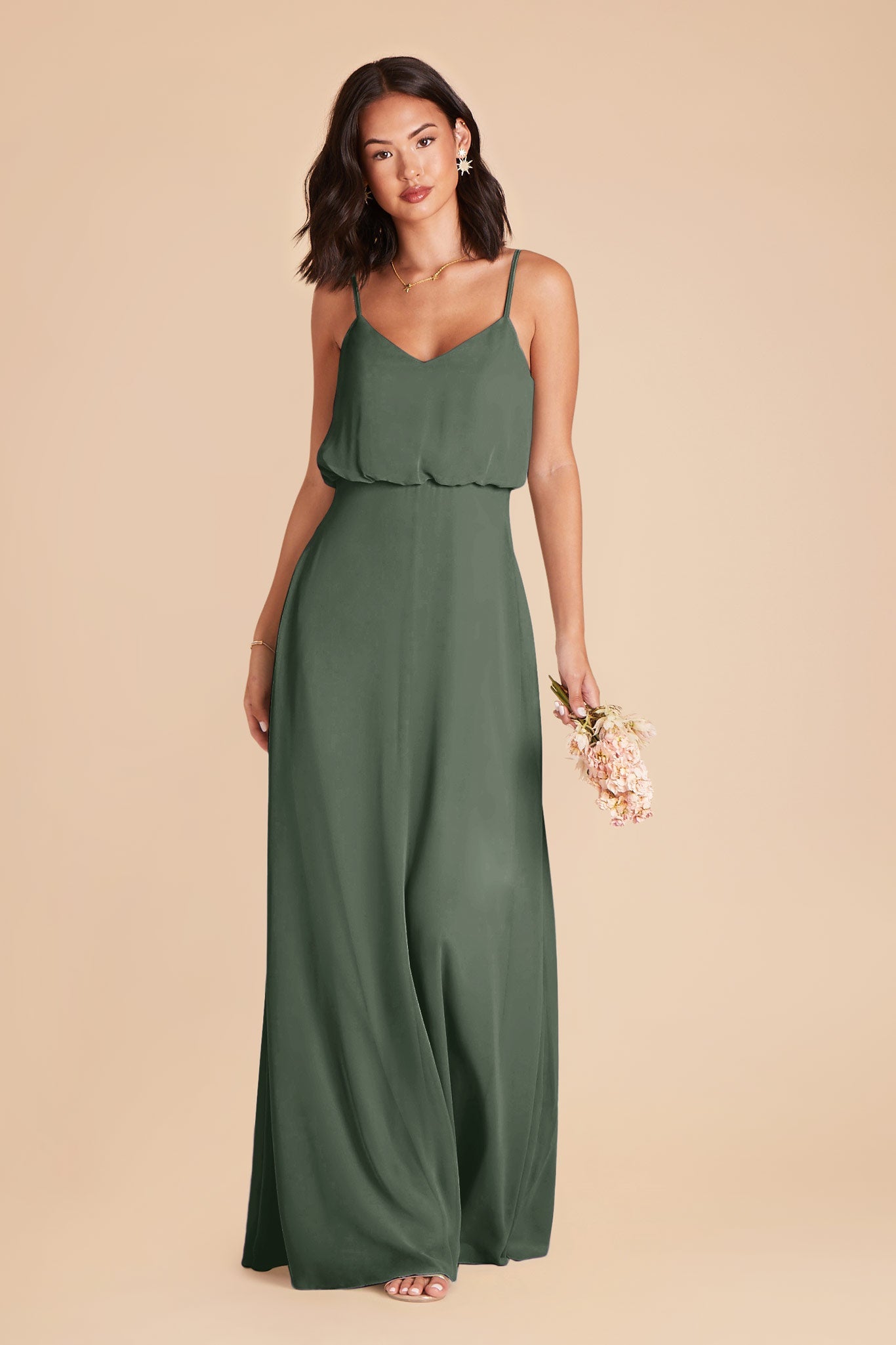 Classic Blouson Bridesmaid Dress in Eucalyptus | Gwennie