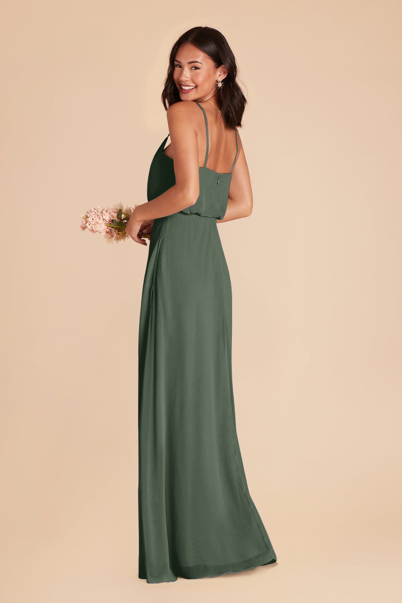 Classic Blouson Bridesmaid Dress in Eucalyptus | Gwennie