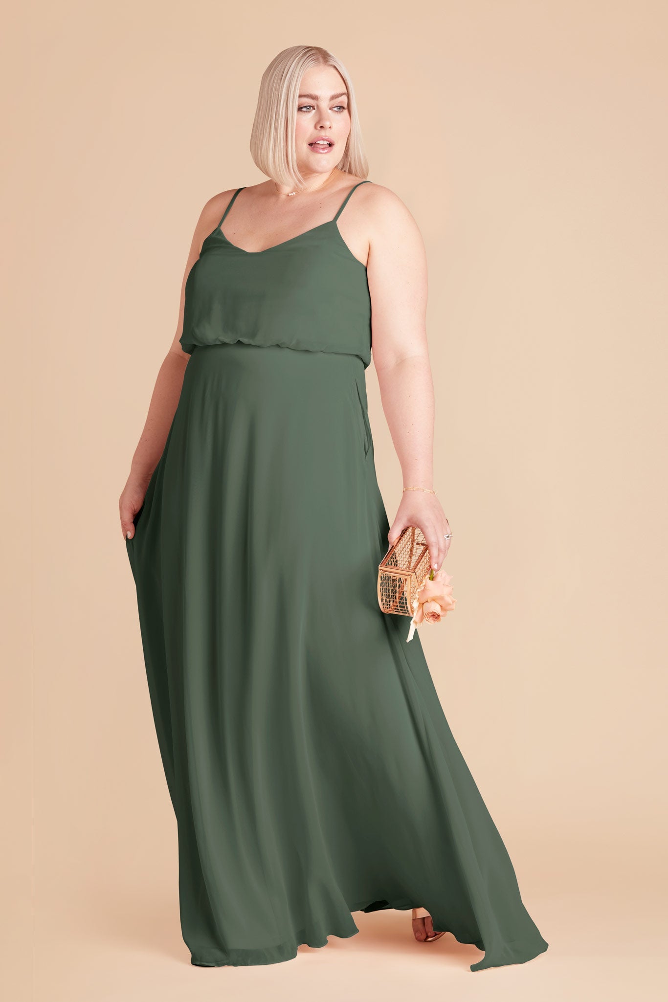 Classic Blouson Bridesmaid Dress in Eucalyptus | Gwennie