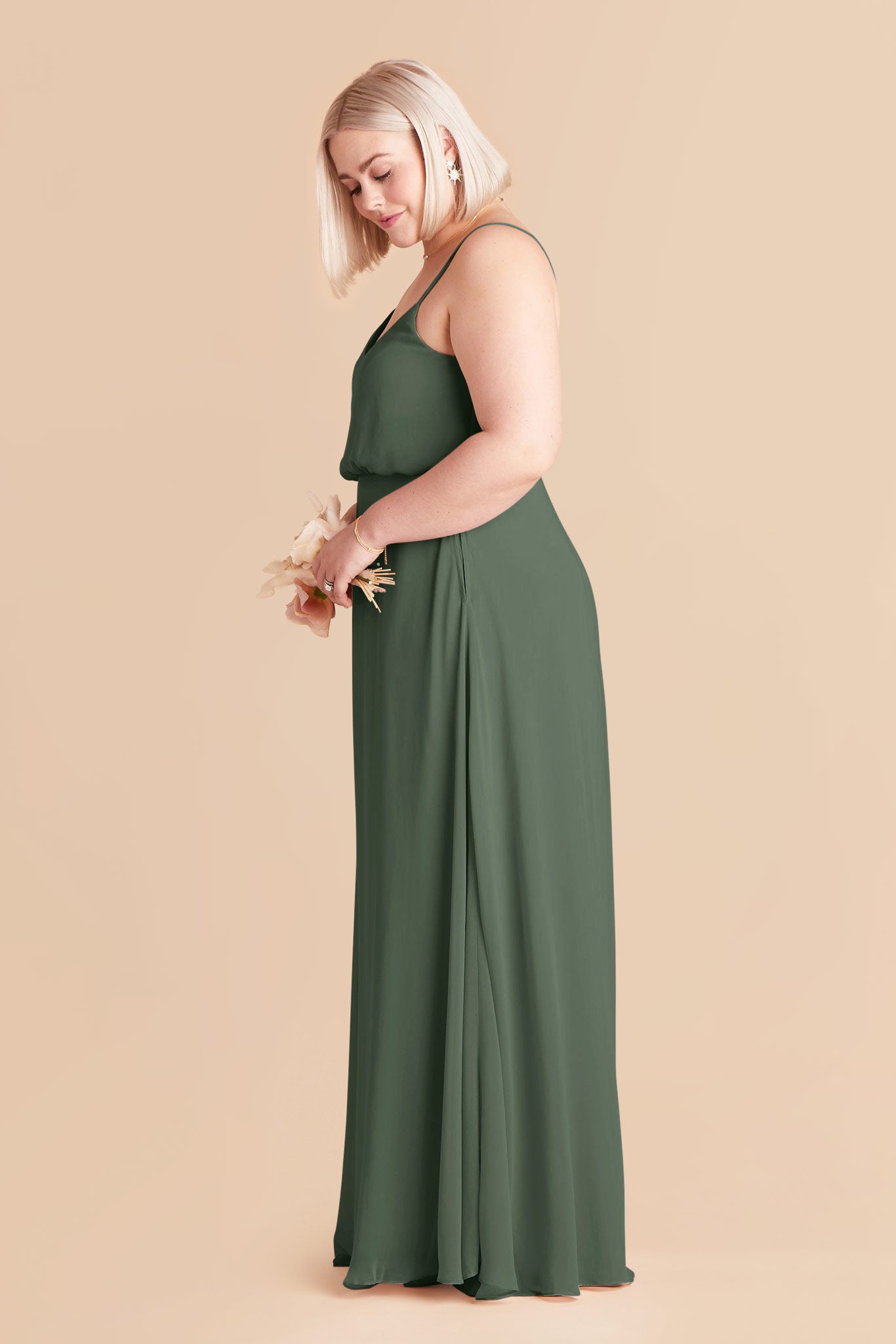 Classic Blouson Bridesmaid Dress in Eucalyptus | Gwennie