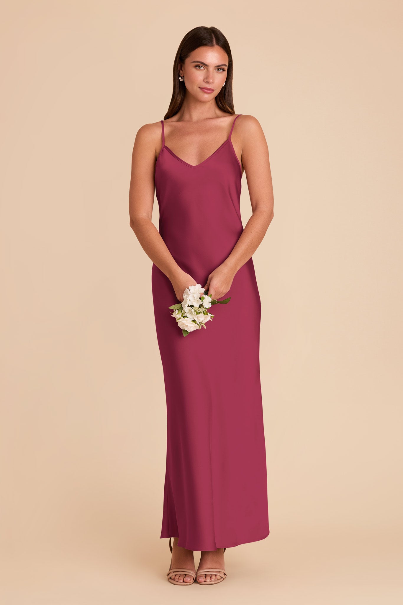 Matte Satin Slip Dress with V-Neck & A-Line Skirt | Alice