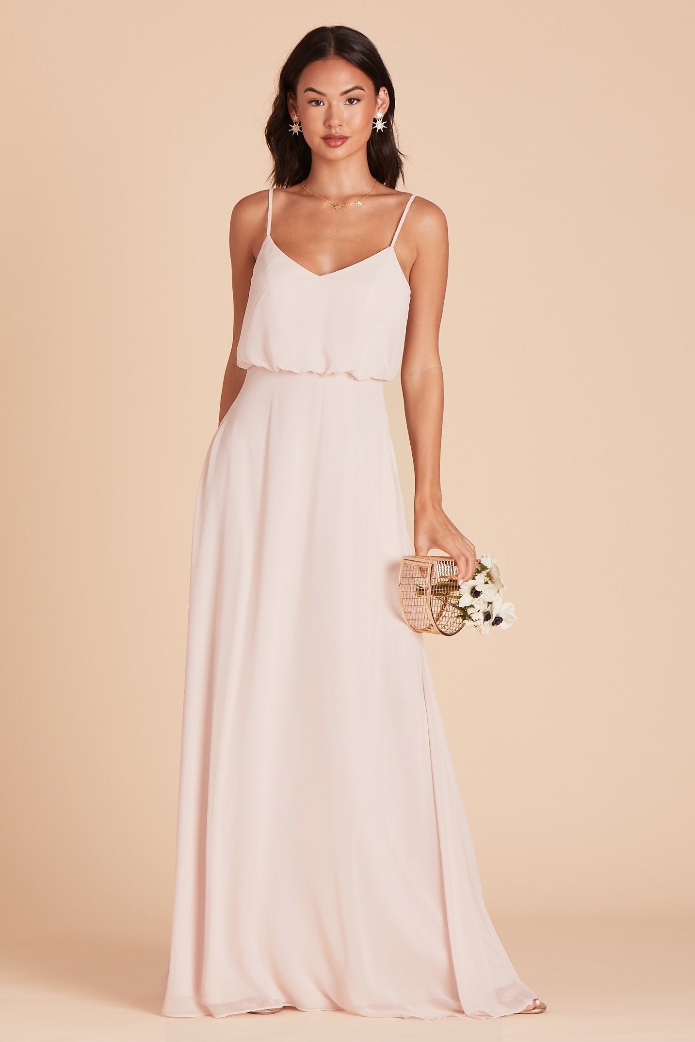 Classic Blouson Bridesmaid Dress in Pale Blush | Gwennie