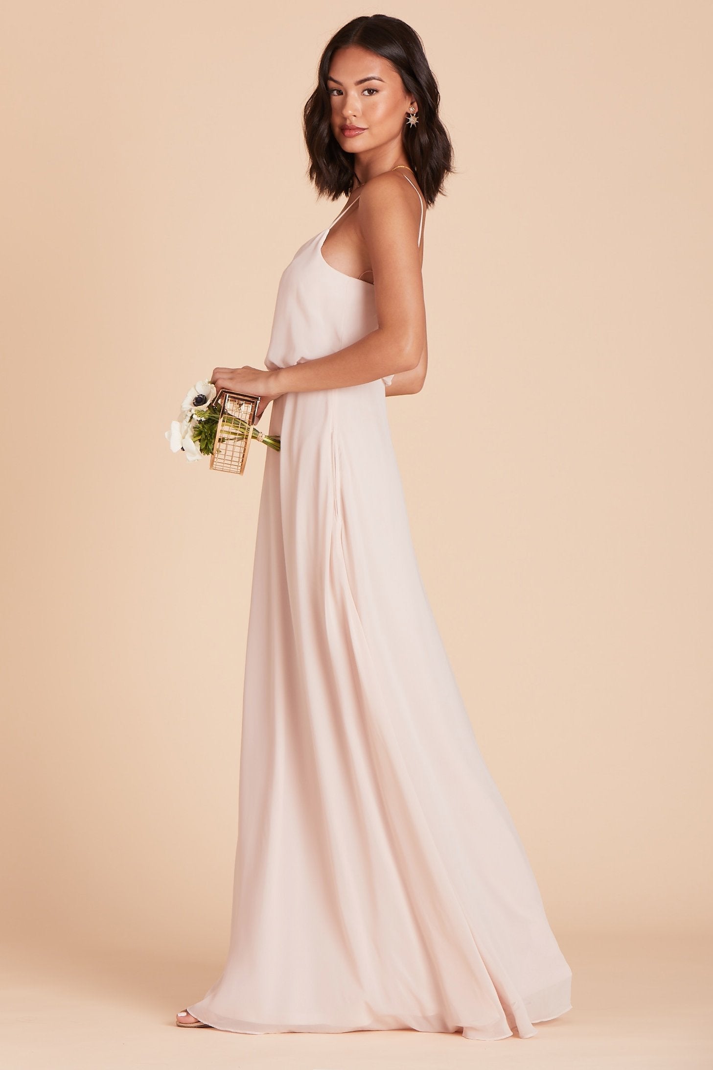 Classic Blouson Bridesmaid Dress in Pale Blush | Gwennie