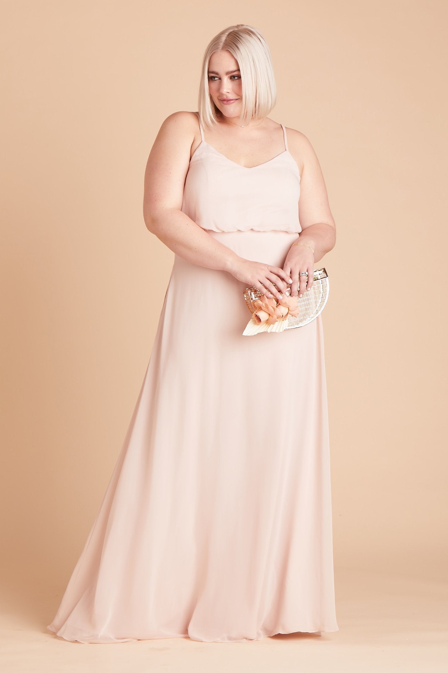 Classic Blouson Bridesmaid Dress in Pale Blush | Gwennie
