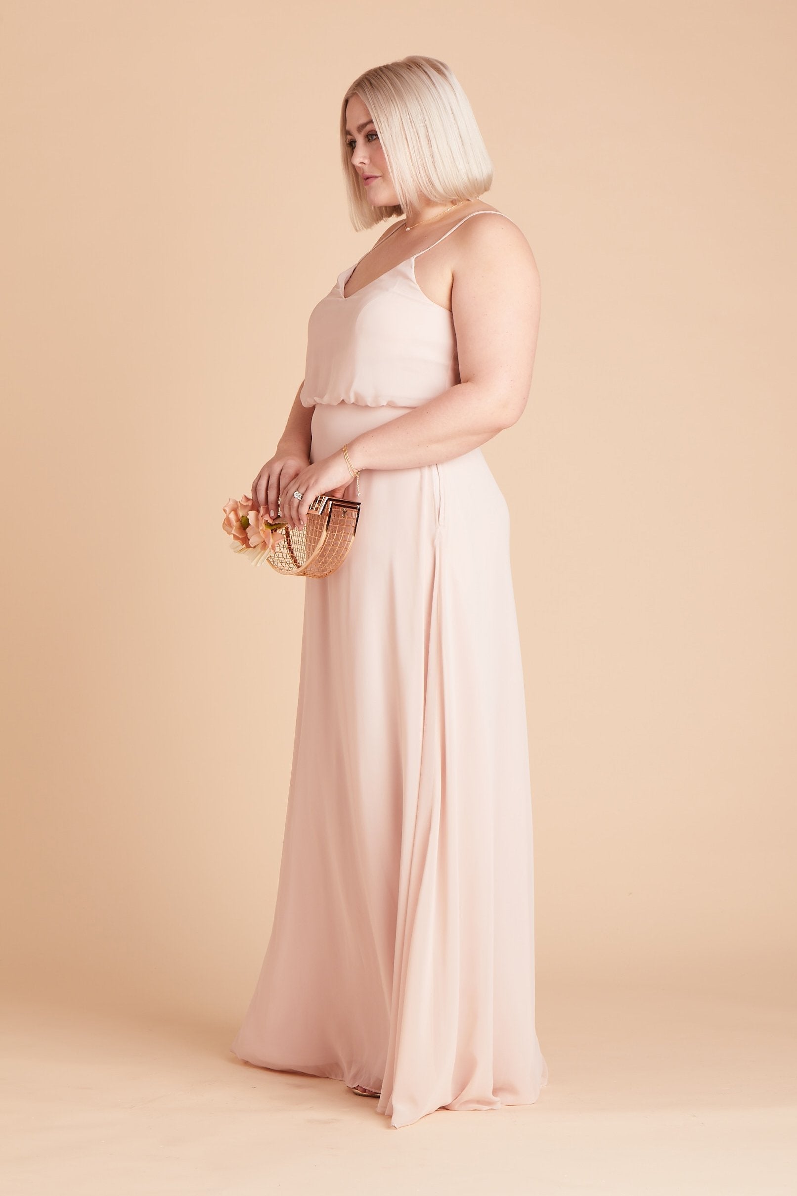 Classic Blouson Bridesmaid Dress in Pale Blush | Gwennie