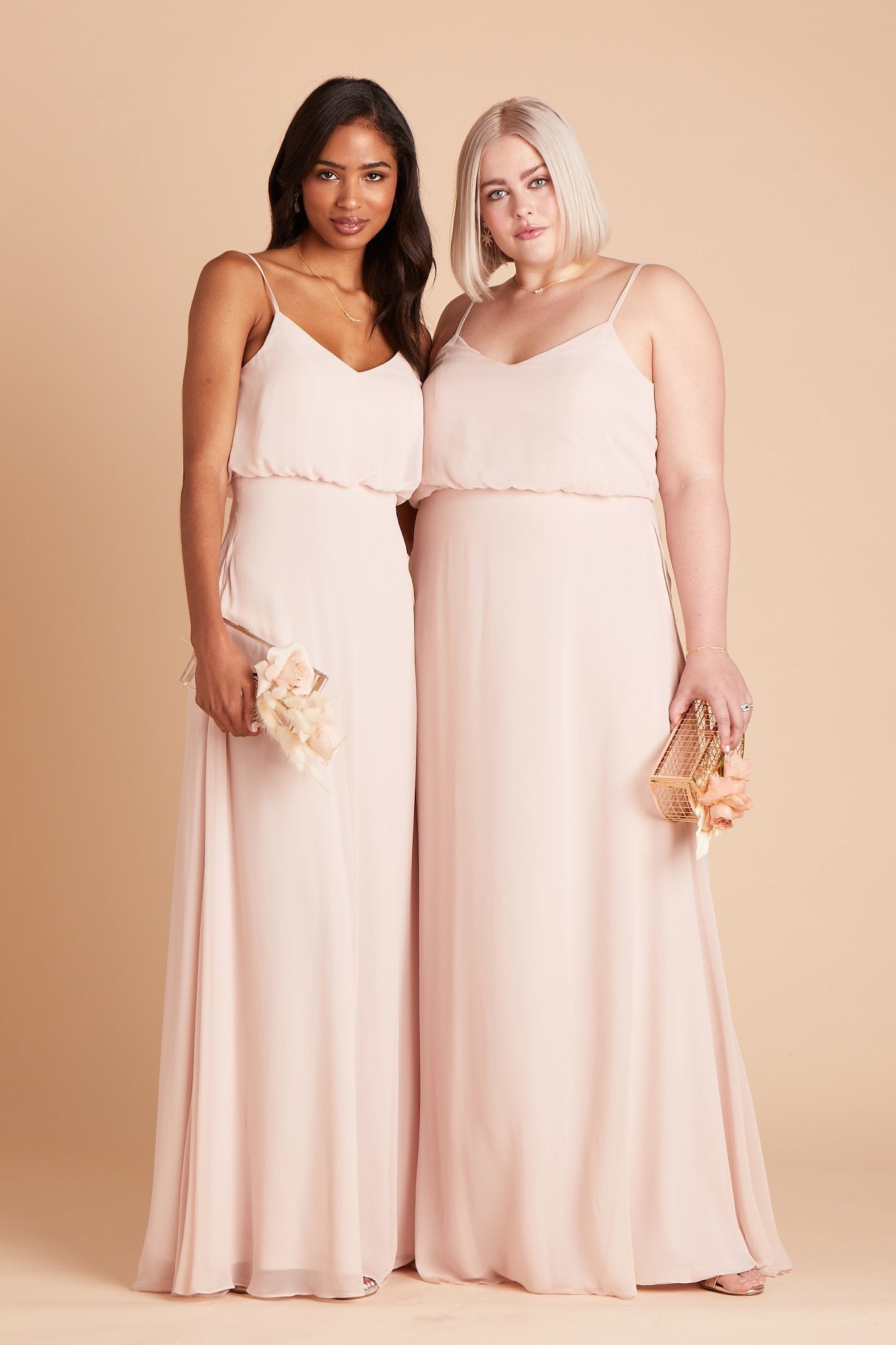 Classic Blouson Bridesmaid Dress in Pale Blush | Gwennie