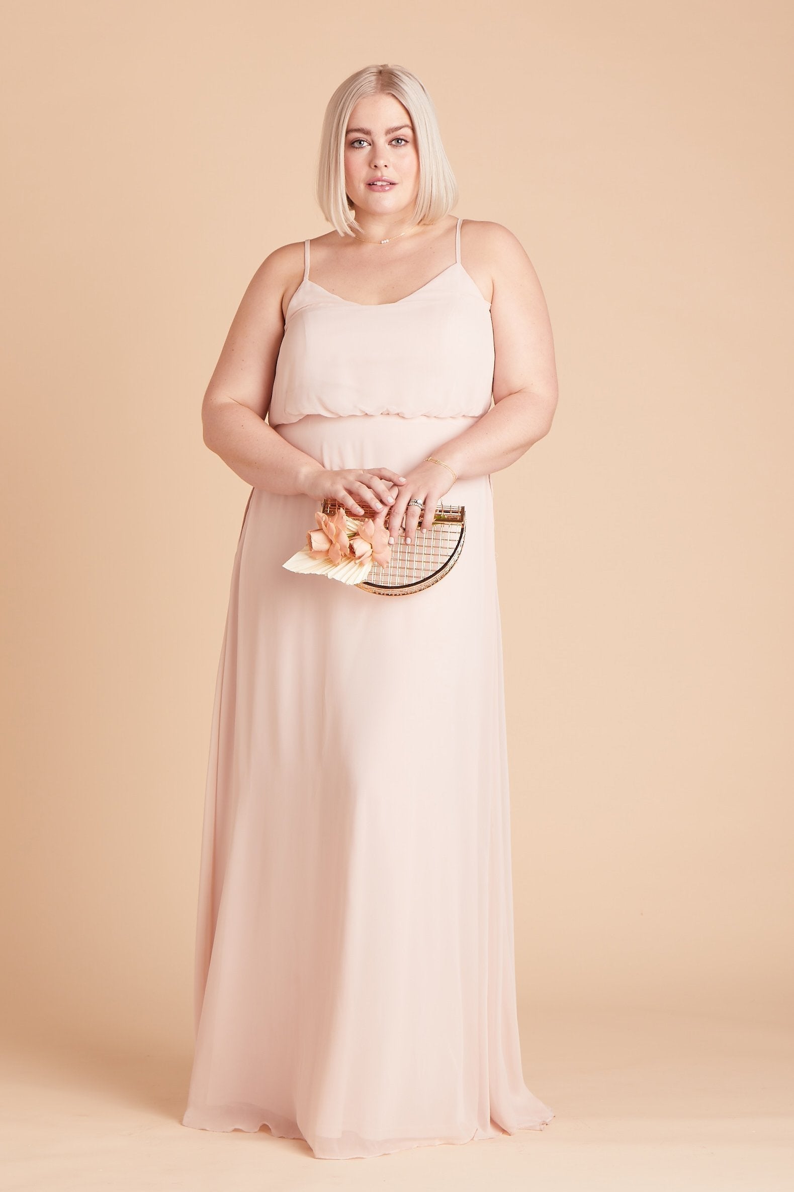 Classic Blouson Bridesmaid Dress in Pale Blush | Gwennie