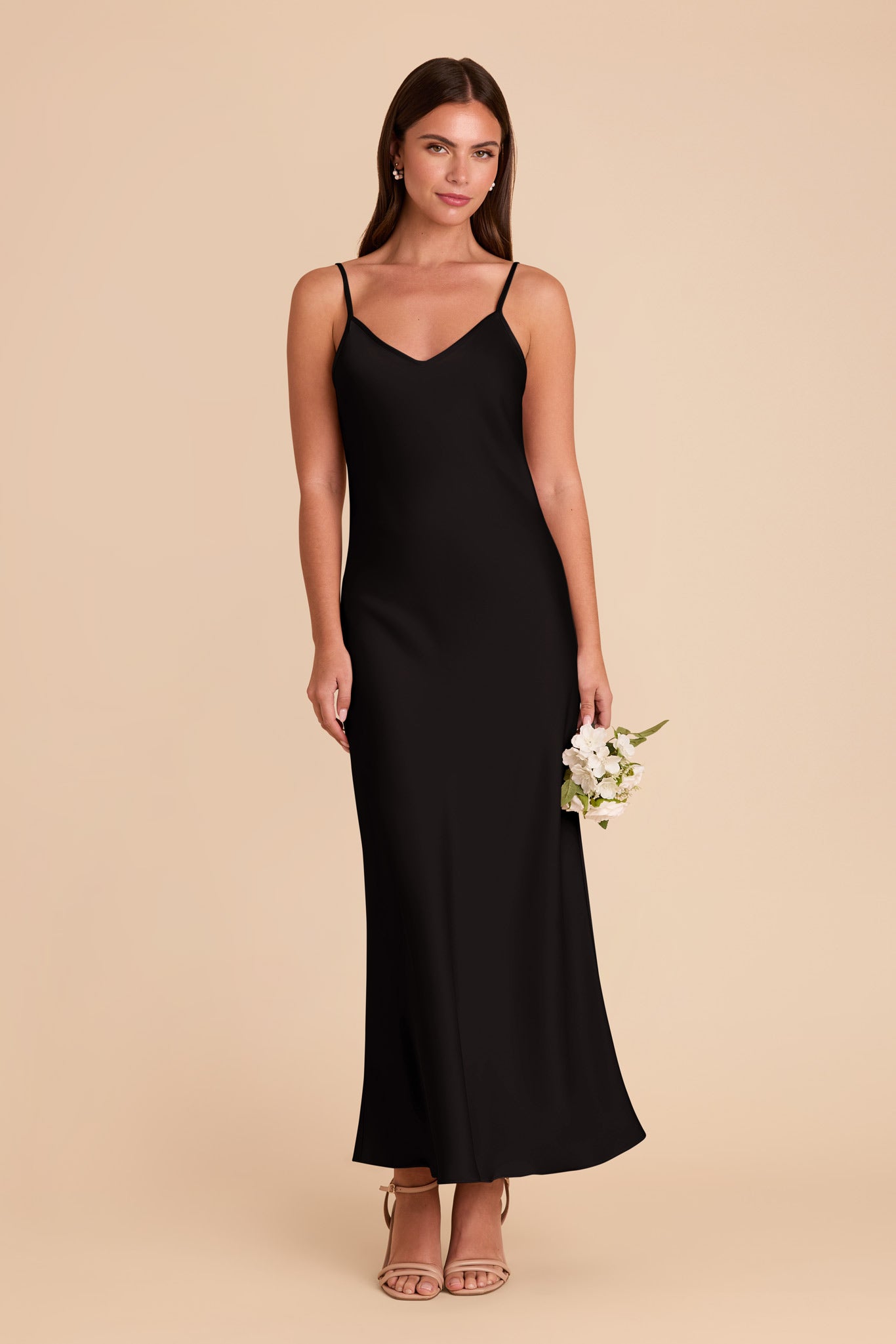 Matte Satin Slip Dress - V-Neck & A-Line Skirt | Alice